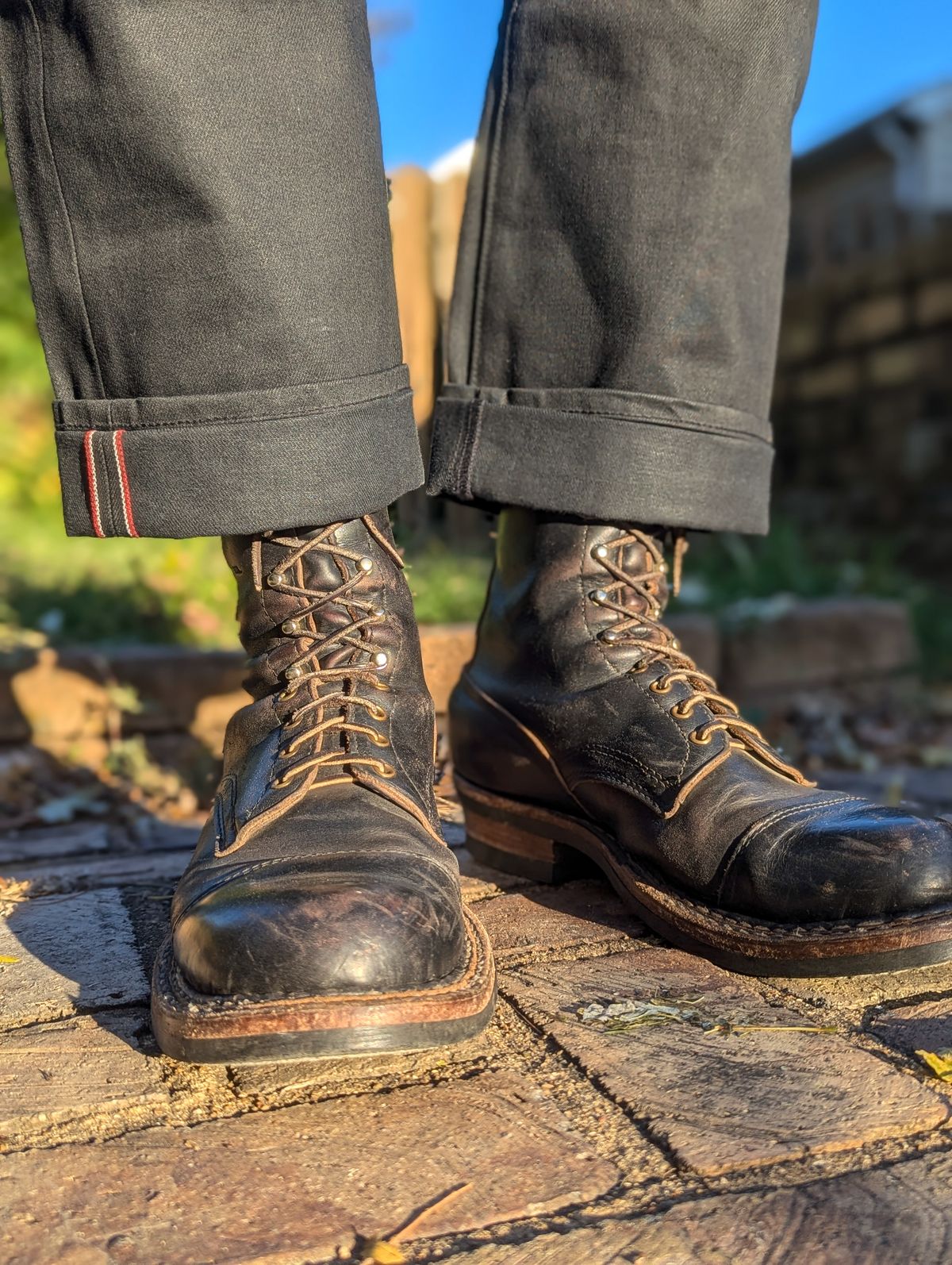Photo by demo on October 23, 2024 of the White's Bounty Hunter in Horween Black Chromexcel.