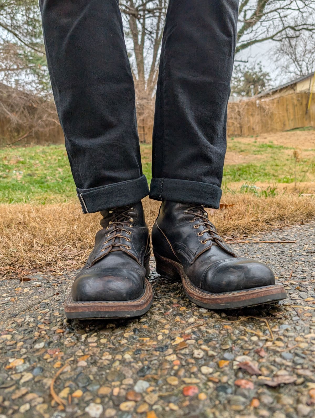 Photo by demo on December 28, 2024 of the White's Bounty Hunter in Horween Black Chromexcel.