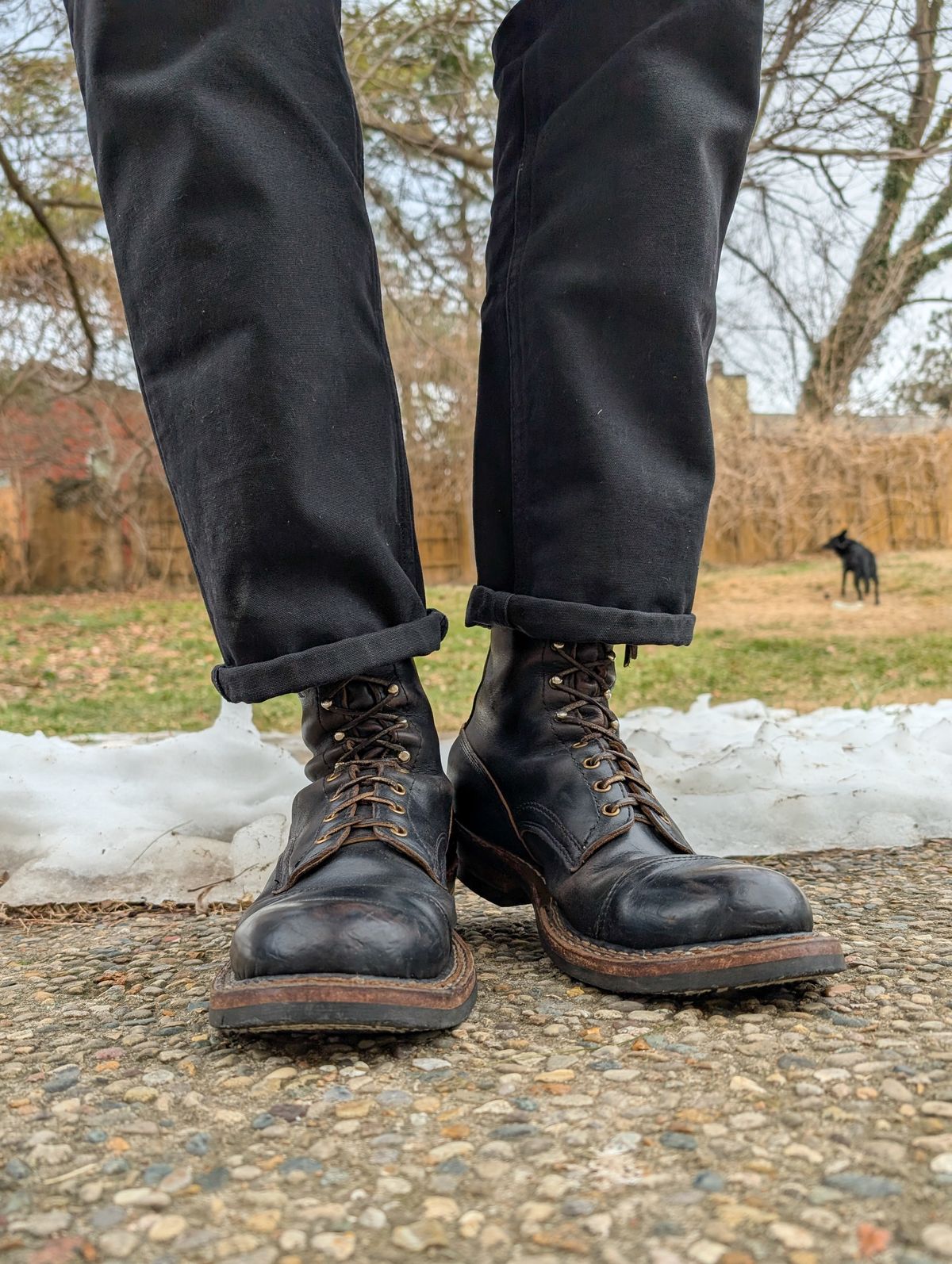 Photo by demo on January 18, 2025 of the White's Bounty Hunter in Horween Black Chromexcel.