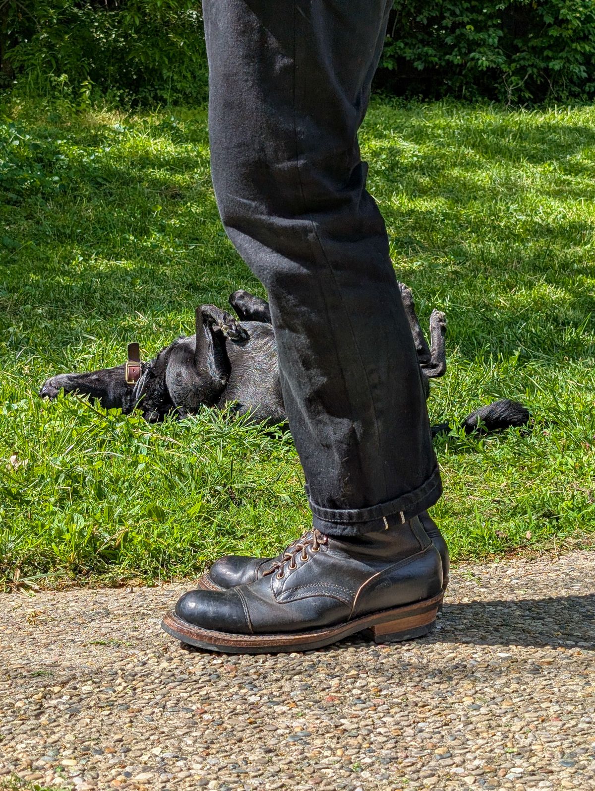 Photo by demo on May 11, 2025 of the White's Bounty Hunter in Horween Black Chromexcel.