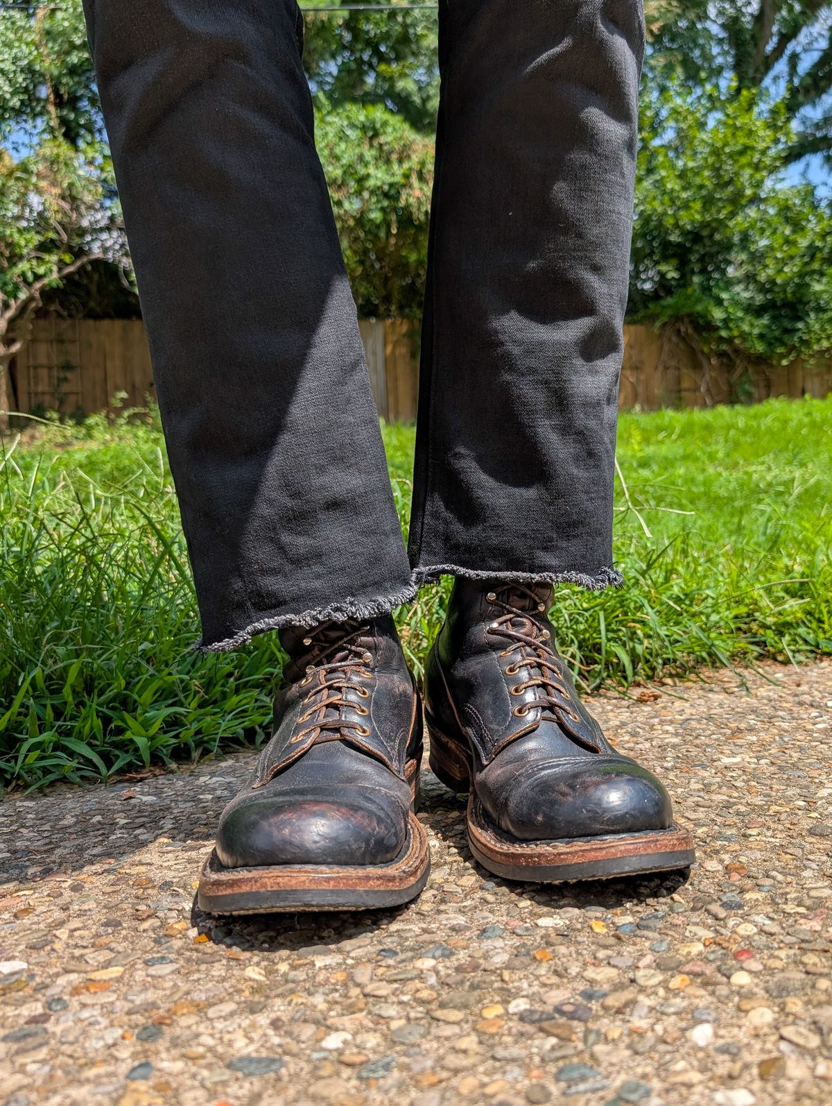 Photo by demo on July 20, 2025 of the White's Bounty Hunter in Horween Black Chromexcel.