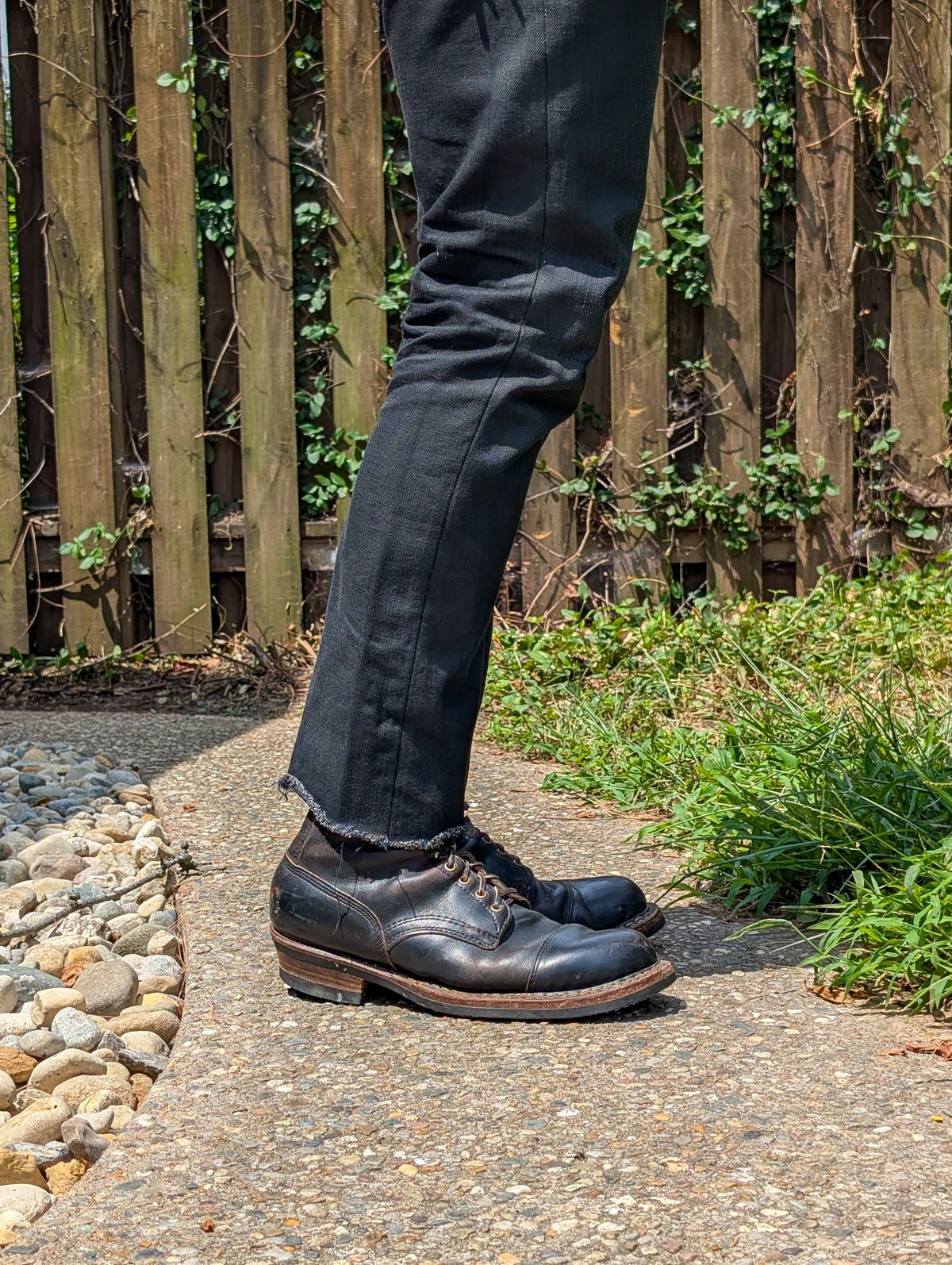 Photo by demo on July 20, 2025 of the White's Bounty Hunter in Horween Black Chromexcel.
