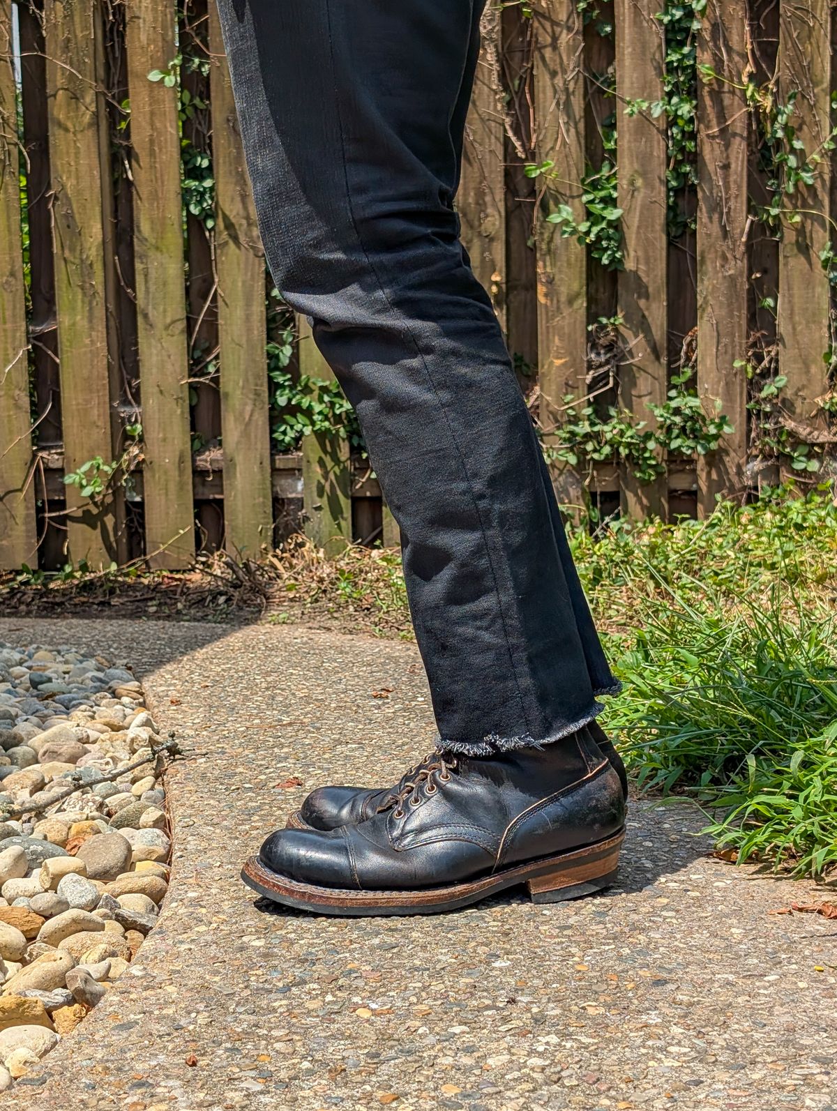 Photo by demo on July 20, 2025 of the White's Bounty Hunter in Horween Black Chromexcel.