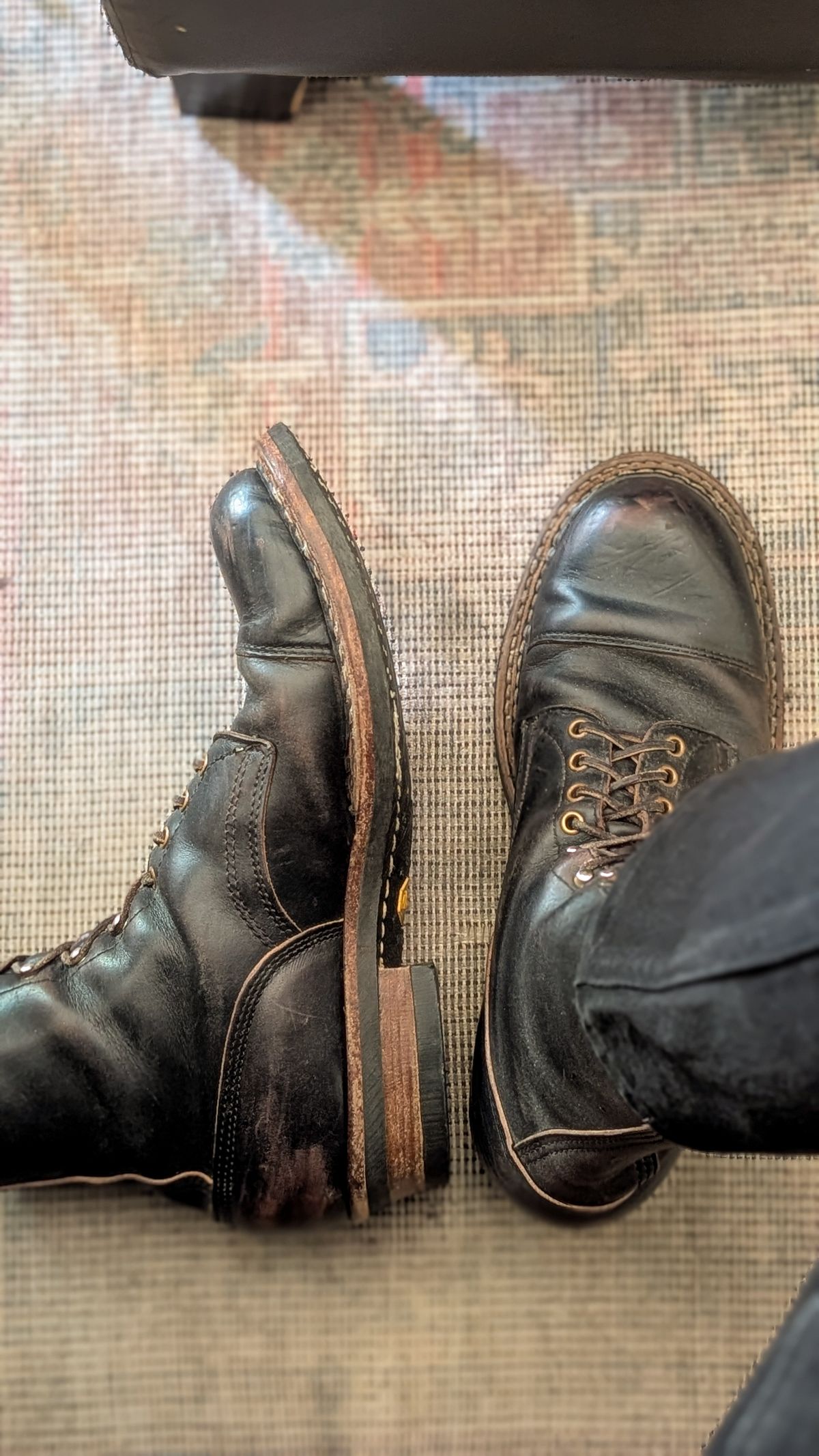 Photo by demo on June 6, 2026 of the White's Bounty Hunter in Horween Black Chromexcel.