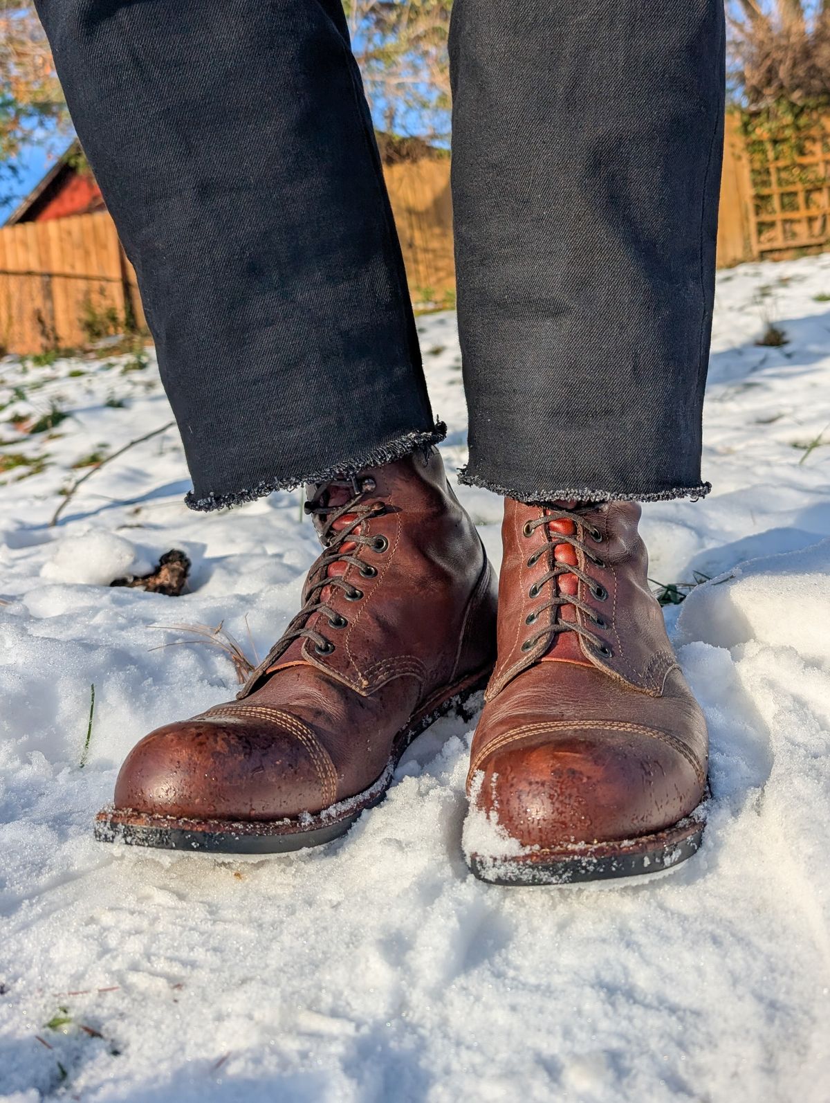 Photo by demo on December 4, 2025 of the Red Wing x Indian Motorcycle Spirit Lake in S.B. Foot Amber Portage.