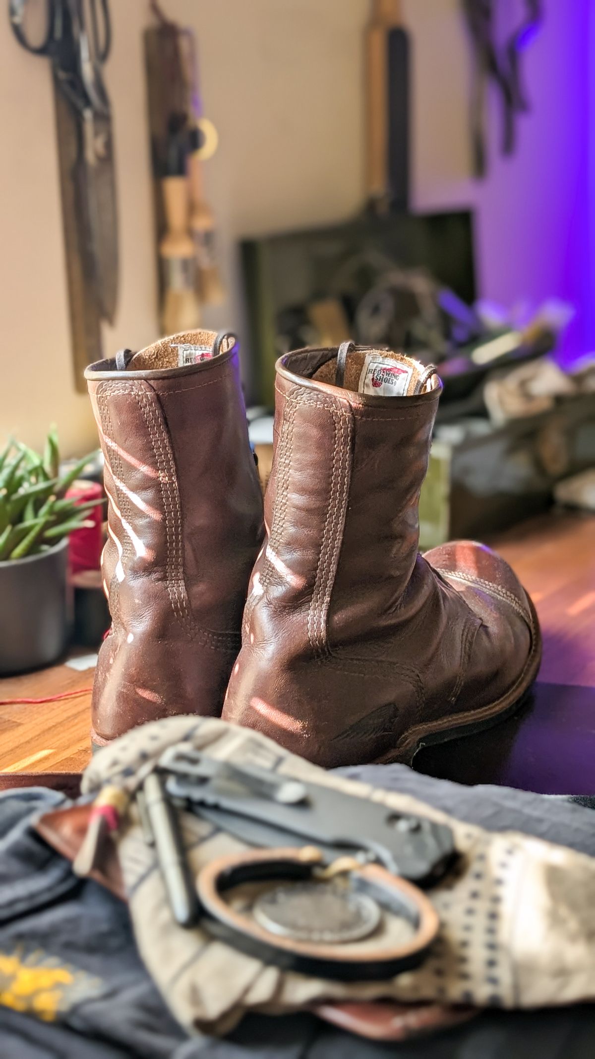 Photo by demo on February 6, 2026 of the Red Wing x Indian Motorcycle Spirit Lake in S.B. Foot Amber Portage.