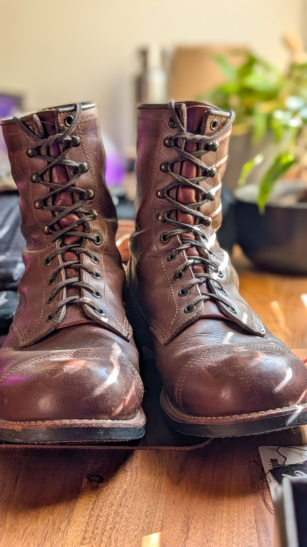 Photo by demo on February 6, 2026 of the Red Wing x Indian Motorcycle Spirit Lake in S.B. Foot Amber Portage.