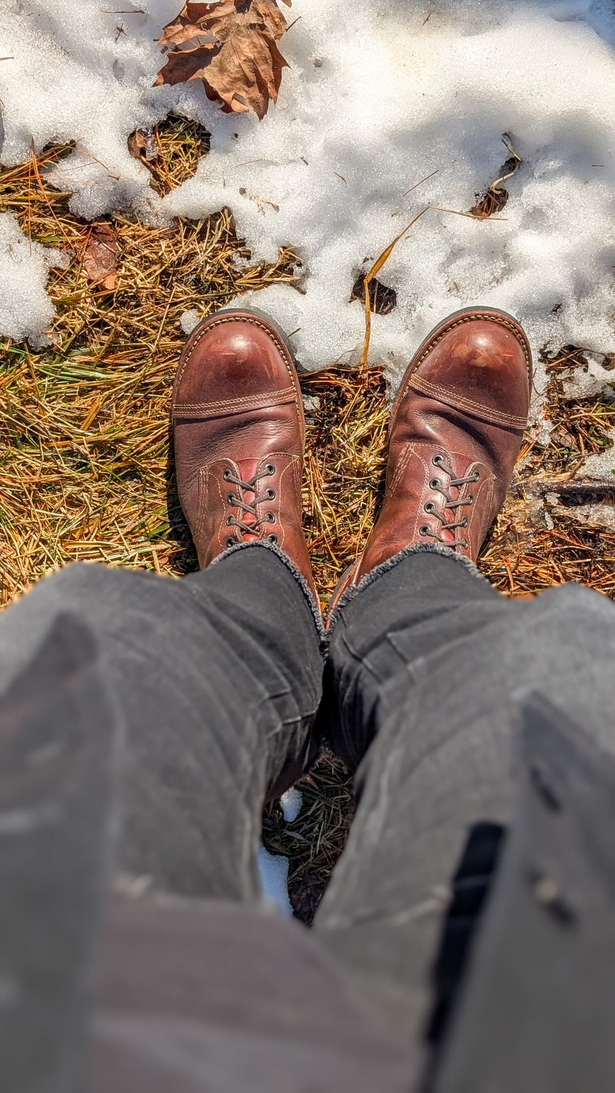 Photo by demo on February 6, 2026 of the Red Wing x Indian Motorcycle Spirit Lake in S.B. Foot Amber Portage.