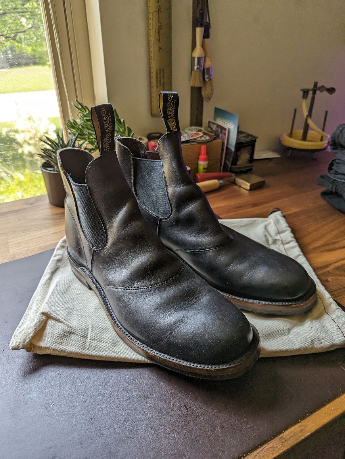 Photo by demo on June 15, 2023 of the RRL Congress Boot in Horween Black Chromexcel.