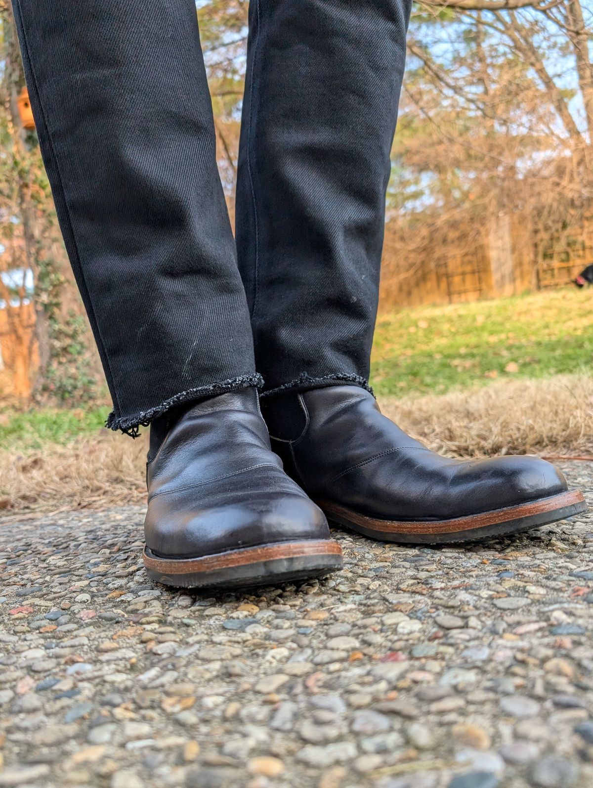 Photo by demo on December 24, 2024 of the RRL Congress Boot in Horween Black Chromexcel.