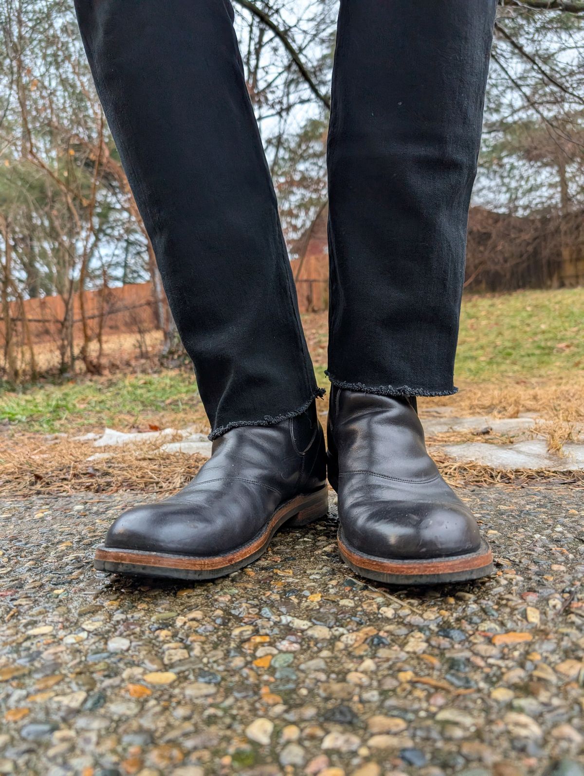 Photo by demo on January 30, 2025 of the RRL Congress Boot in Horween Black Chromexcel.