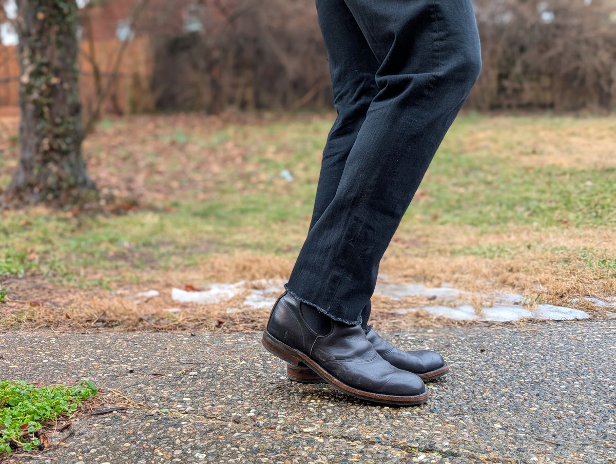 Photo by demo on January 30, 2025 of the RRL Congress Boot in Horween Black Chromexcel.