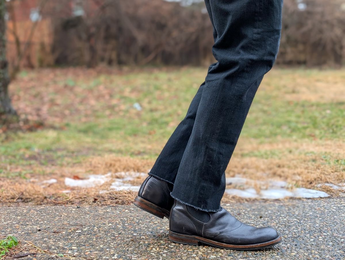 Photo by demo on January 30, 2025 of the RRL Congress Boot in Horween Black Chromexcel.