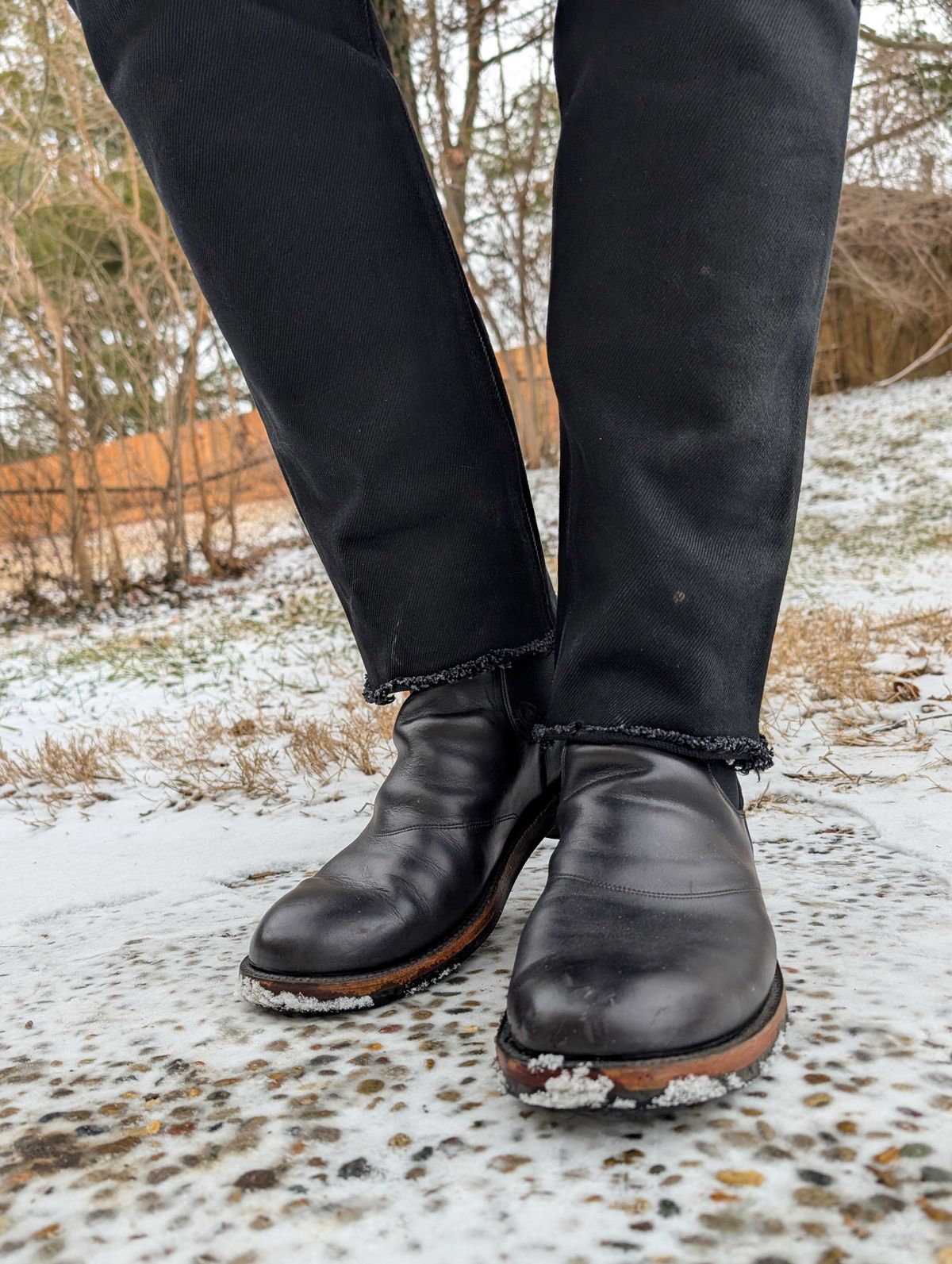 Photo by demo on February 16, 2025 of the RRL Congress Boot in Horween Black Chromexcel.