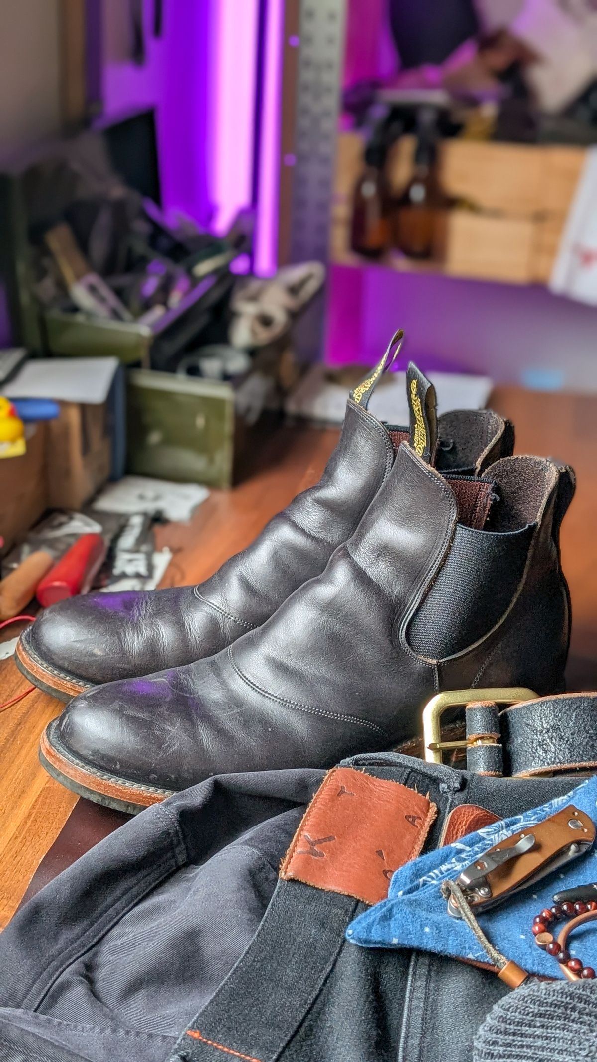 Photo by demo on February 5, 2026 of the RRL Congress Boot in Horween Black Chromexcel.
