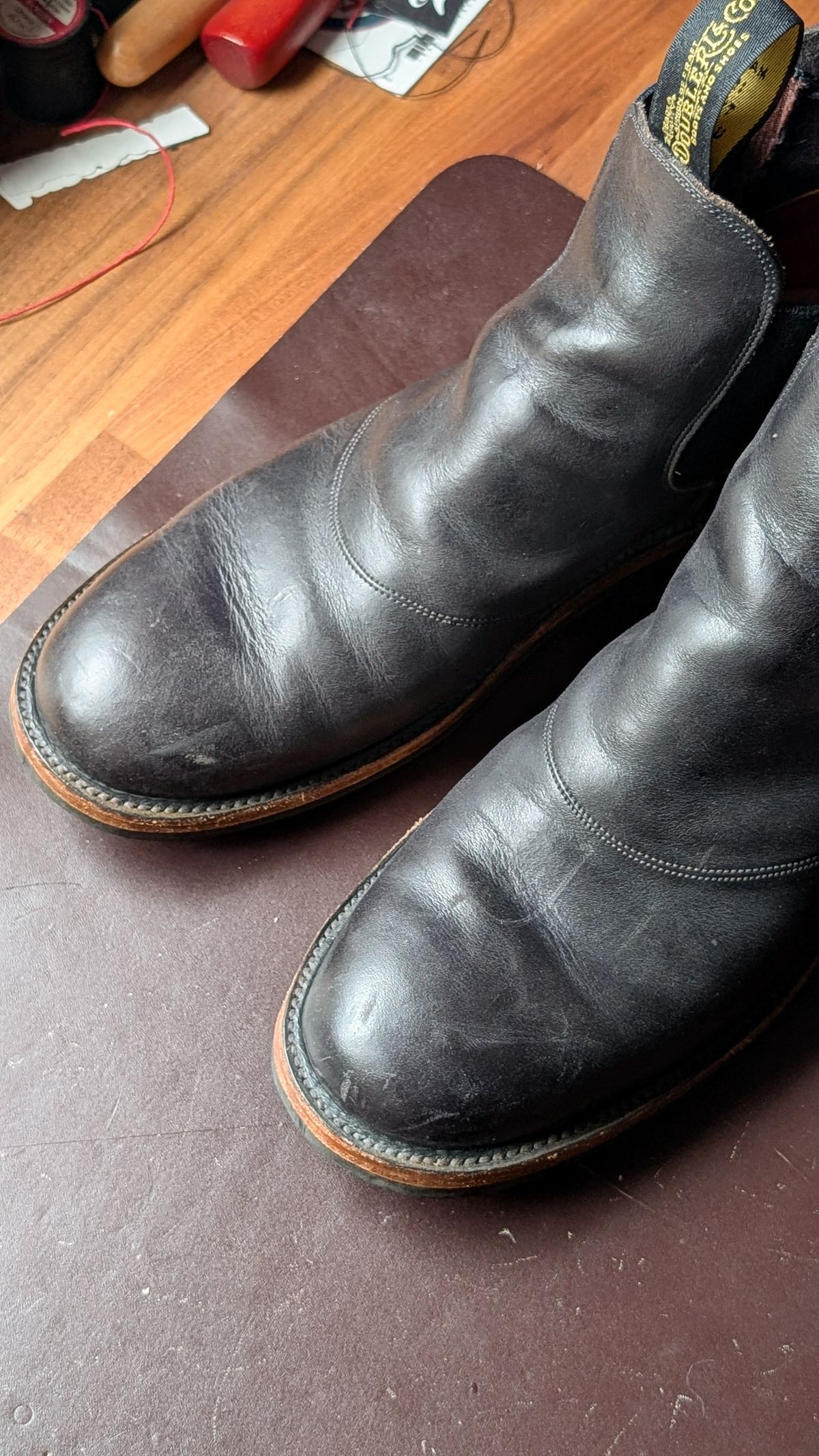 Photo by demo on February 5, 2026 of the RRL Congress Boot in Horween Black Chromexcel.