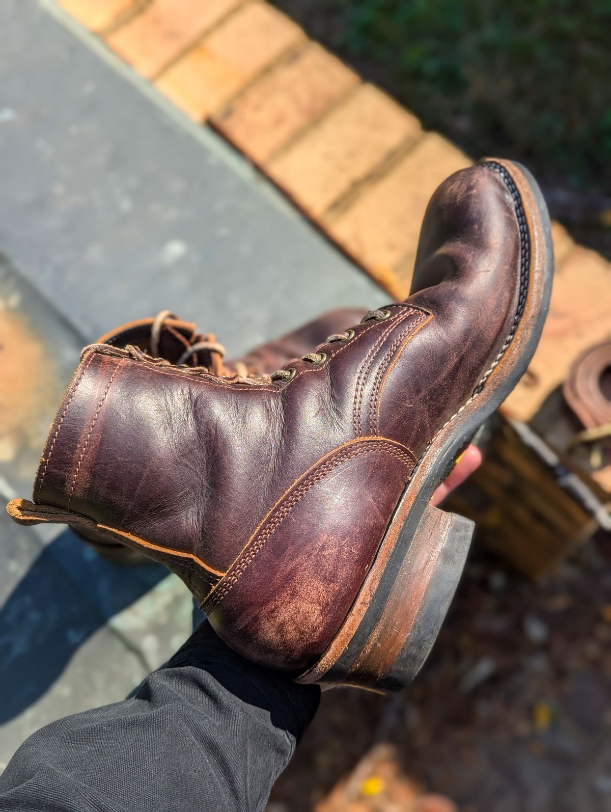 Photo by demo on October 11, 2024 of the Frank's Boots Type 1 Commander in Seidel Brown Domain.