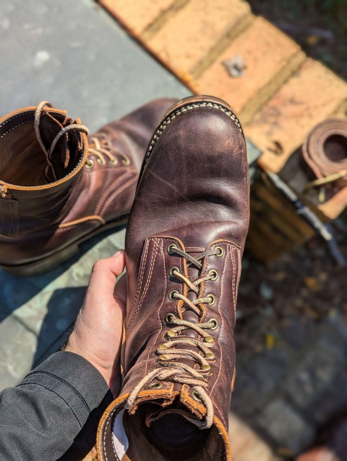 Photo by demo on October 11, 2024 of the Frank's Boots Type 1 Commander in Seidel Brown Domain.