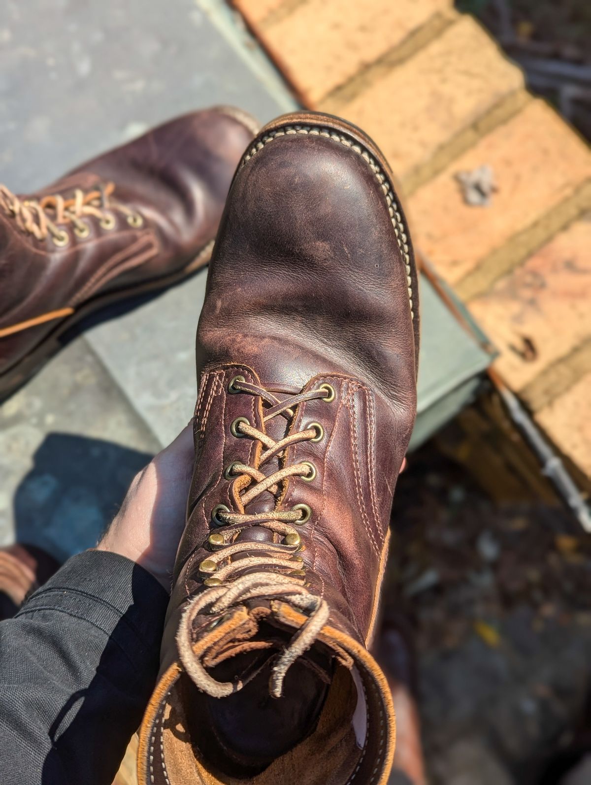 Photo by demo on October 11, 2024 of the Frank's Boots Type 1 Commander in Seidel Brown Domain.
