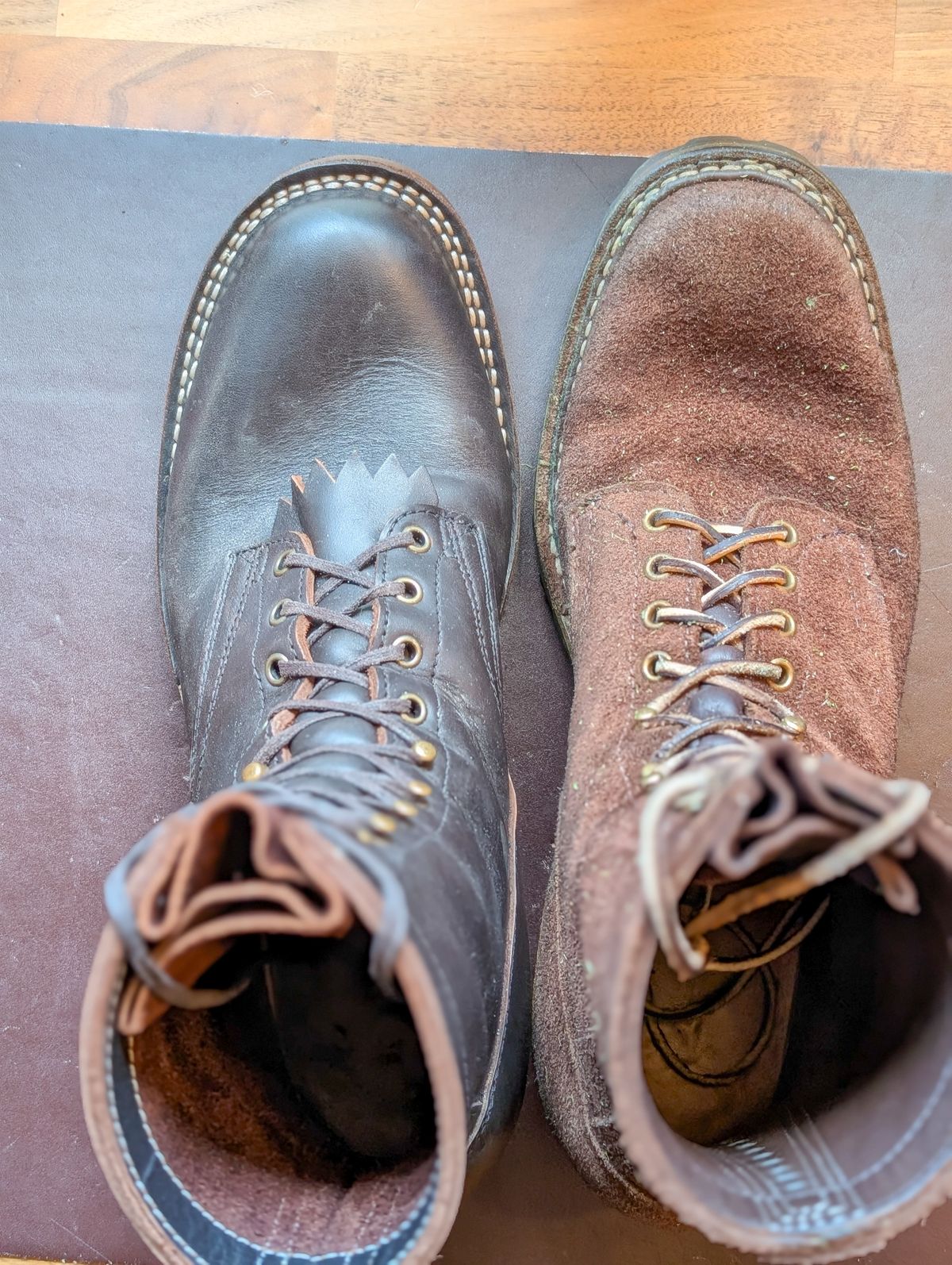 Photo by demo on July 2, 2025 of the Frank's Boots Custom Model in Seidel Mocha Oil Tan.