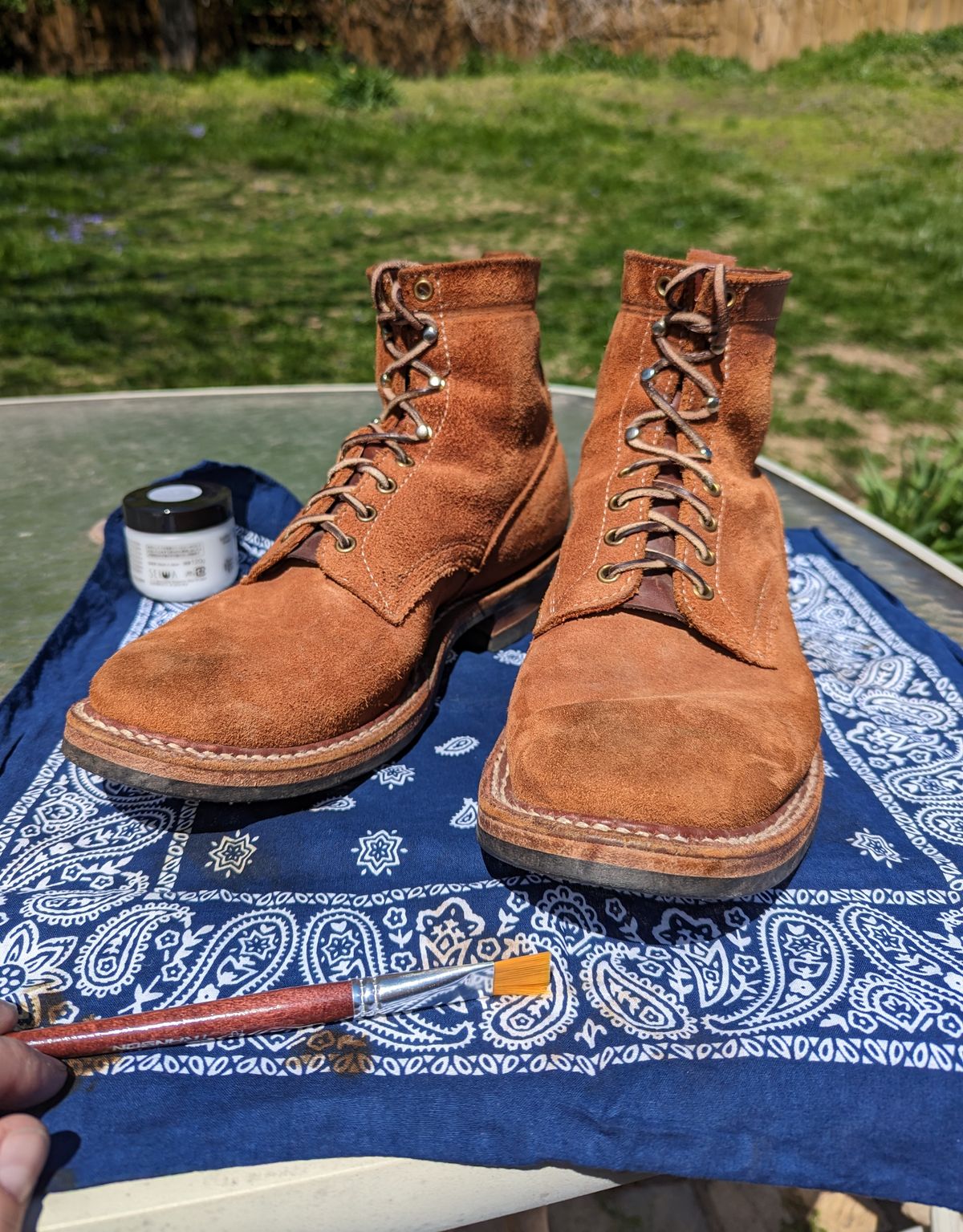 Photo by demo on April 10, 2023 of the White's 350 Cruiser in Seidel Red Dog Oil Tan Roughout.