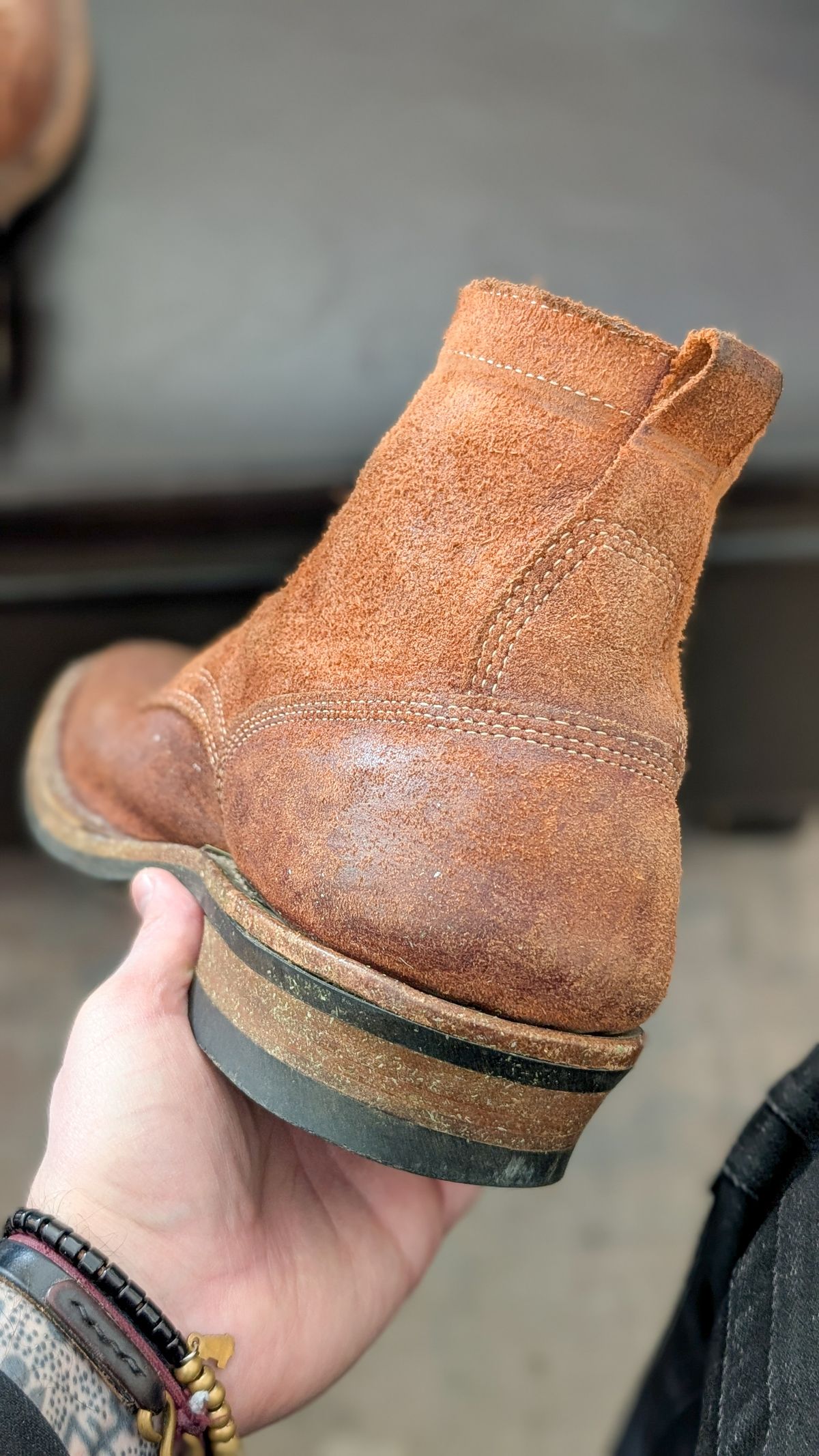 Photo by demo on February 2, 2026 of the White's 350 Cruiser in Seidel Red Dog Oil Tan Roughout.