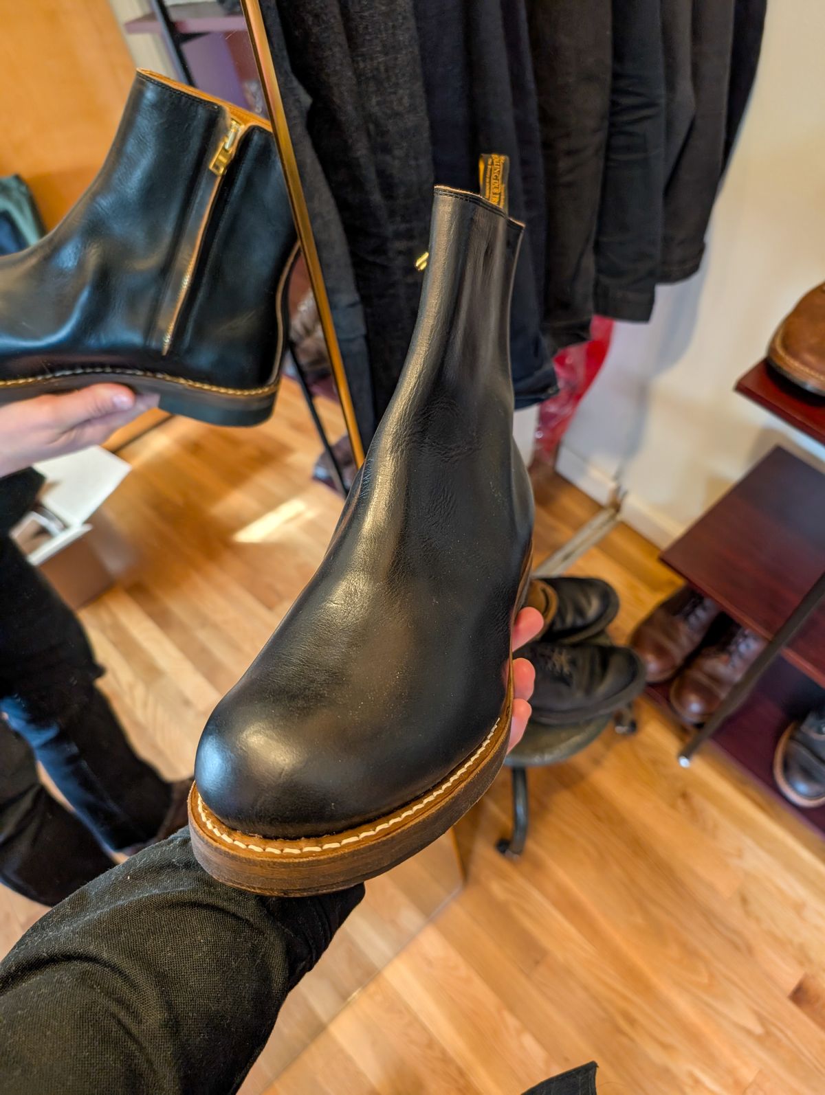 Photo by demo on November 16, 2024 of the Rolling Dub Trio Casper Boot in Horween Black Chromexcel.