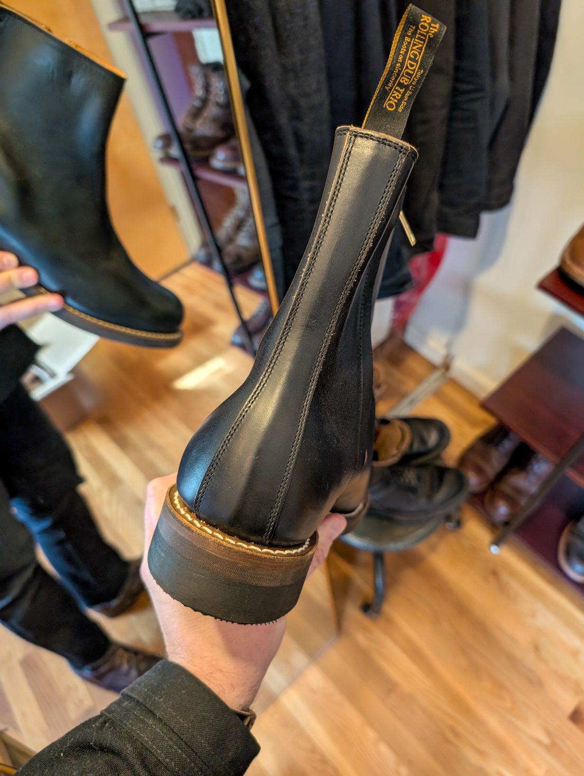 Photo by demo on November 16, 2024 of the Rolling Dub Trio Casper Boot in Horween Black Chromexcel.