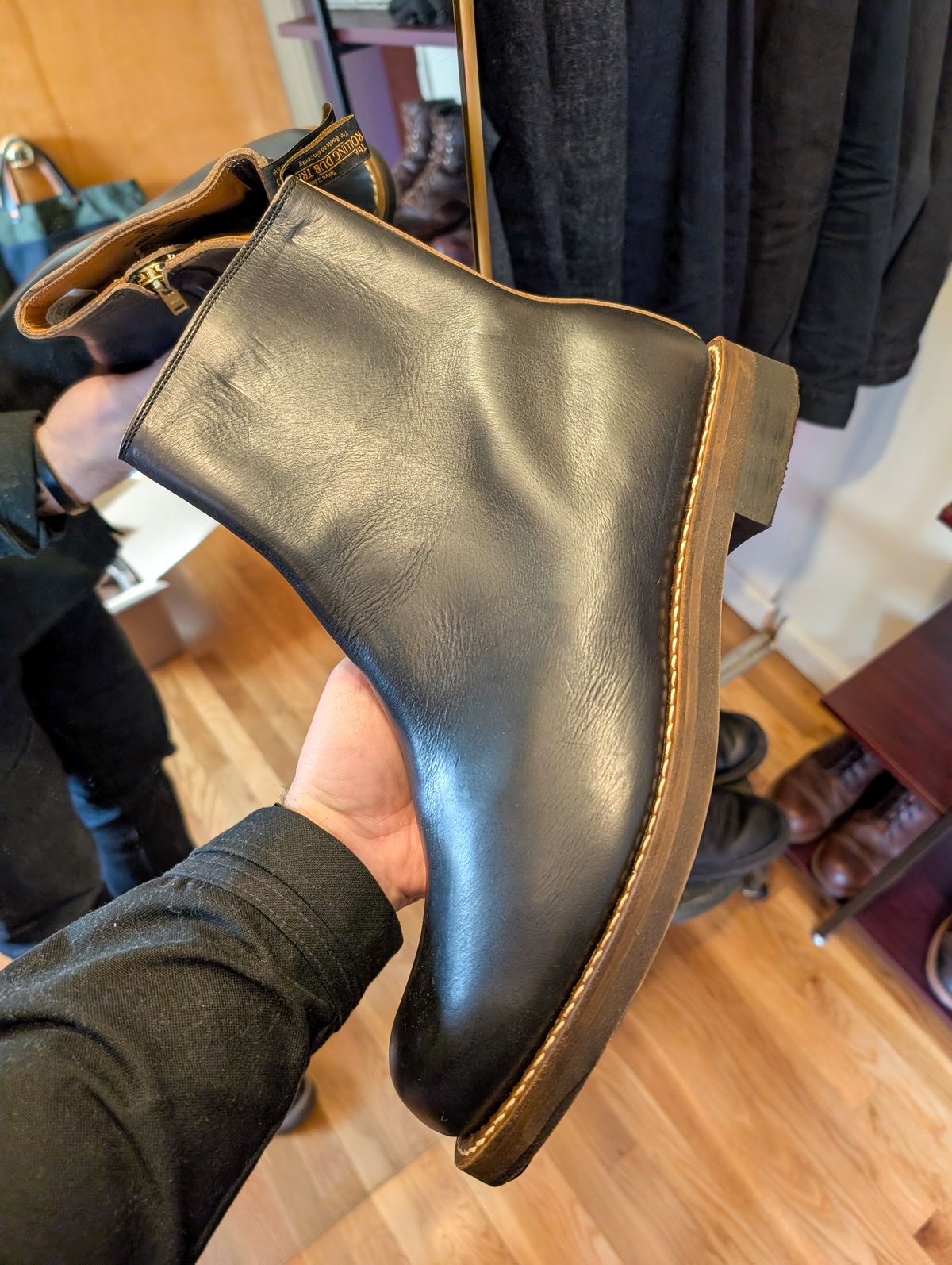Photo by demo on November 16, 2024 of the Rolling Dub Trio Casper Boot in Horween Black Chromexcel.