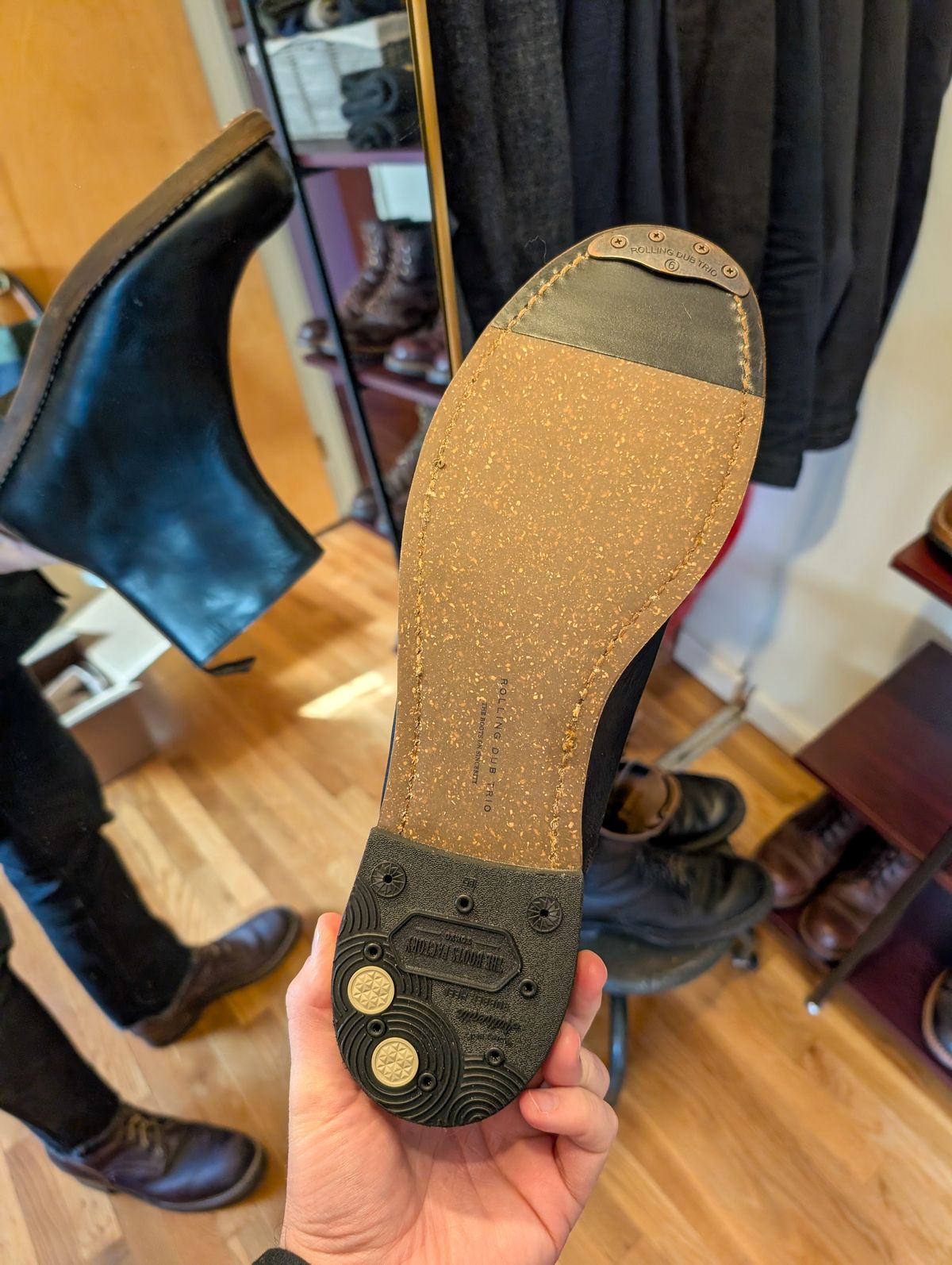 Photo by demo on November 16, 2024 of the Rolling Dub Trio Casper Boot in Horween Black Chromexcel.