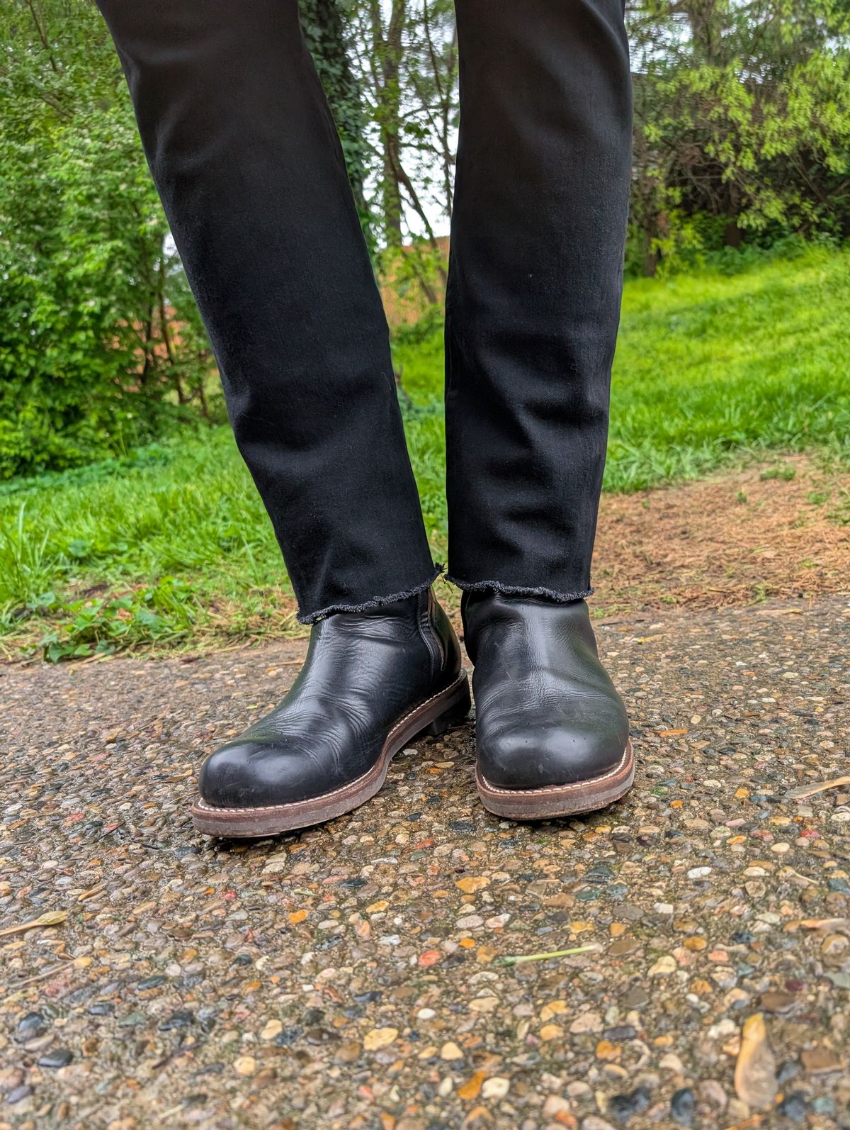 Photo by demo on April 19, 2025 of the Rolling Dub Trio Casper Boot in Horween Black Chromexcel.