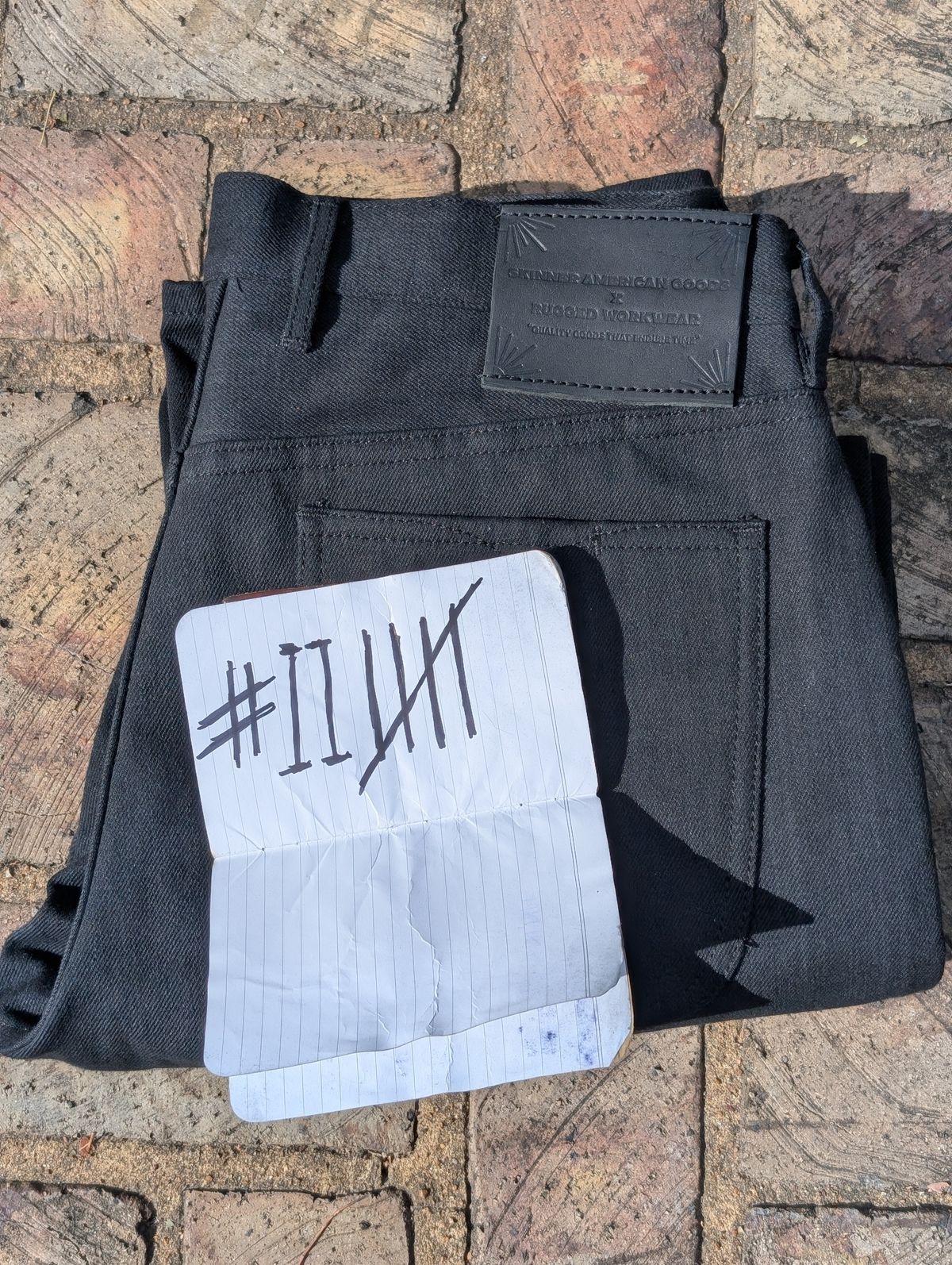 Photo by demo on September 9, 2025 of the Heritage Quality Goods Work Pants in Black Japanese Selvedge.
