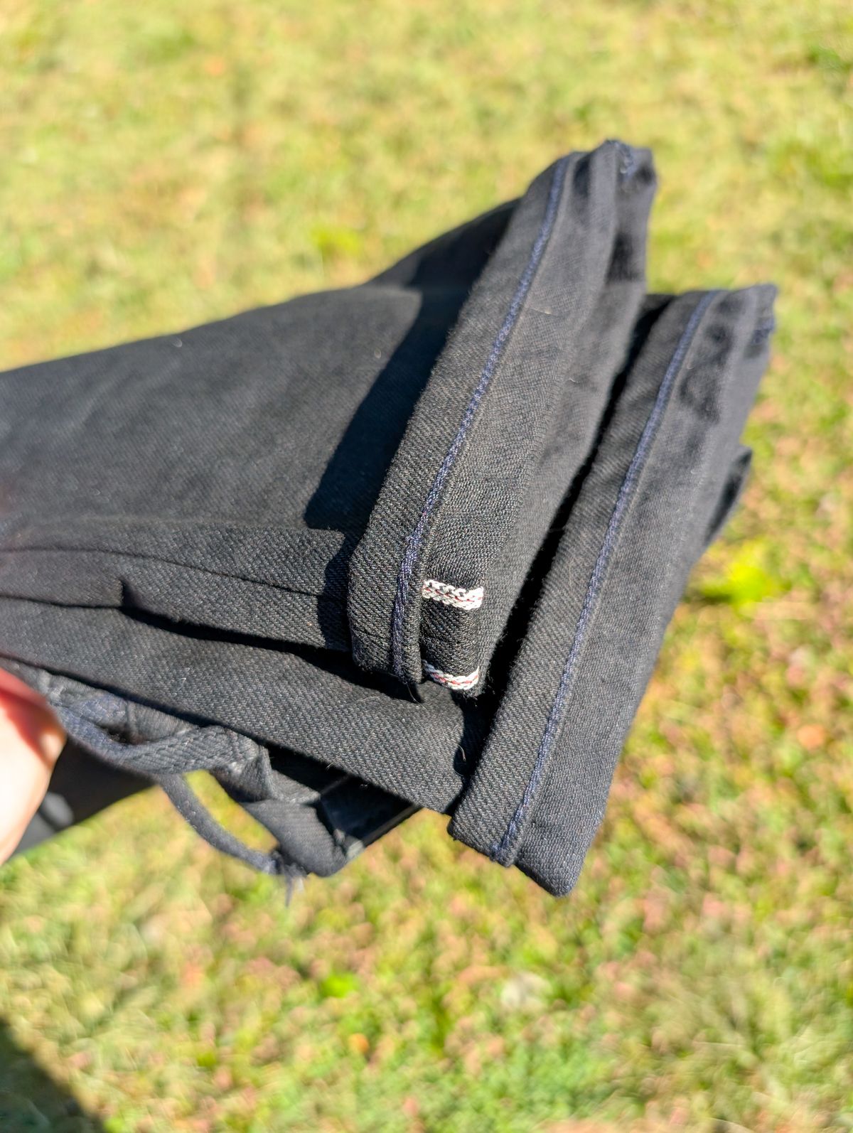 Photo by demo on September 27, 2025 of the Heritage Quality Goods Work Pants in Black Japanese Selvedge.