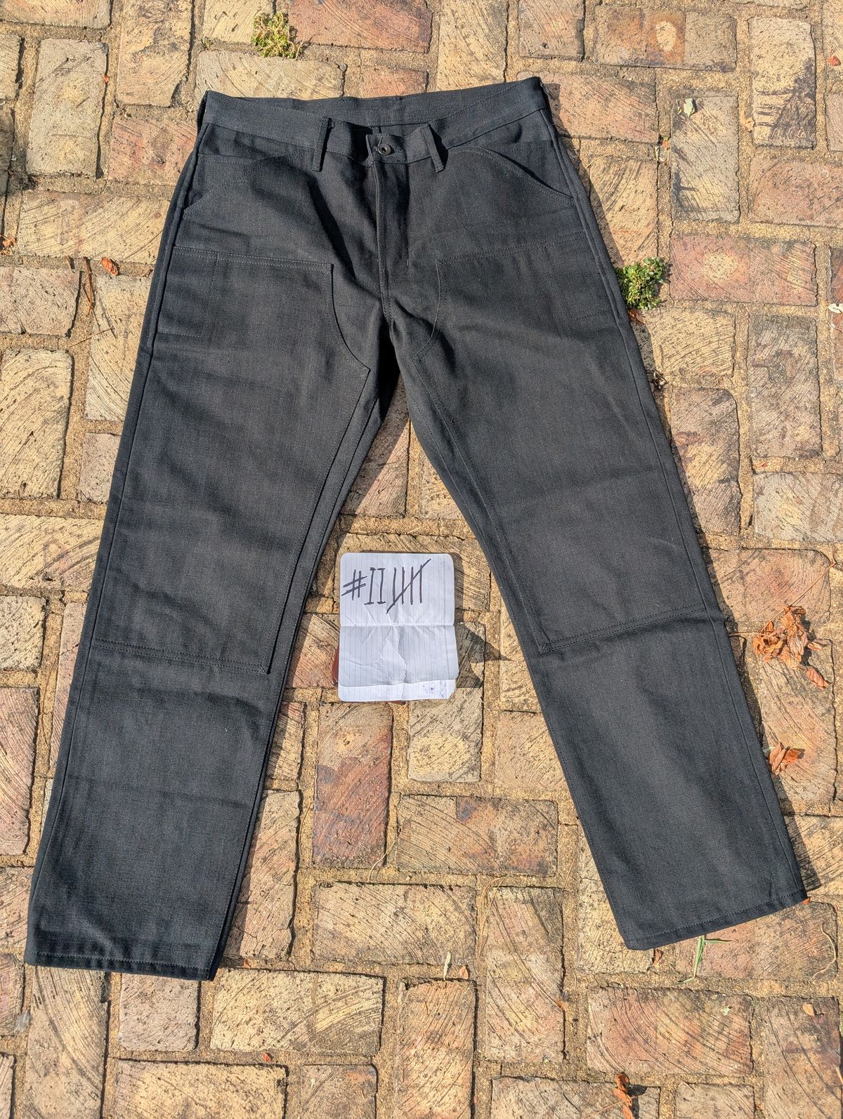 Photo by demo on September 9, 2025 of the Heritage Quality Goods Work Pants in Black Japanese Selvedge.