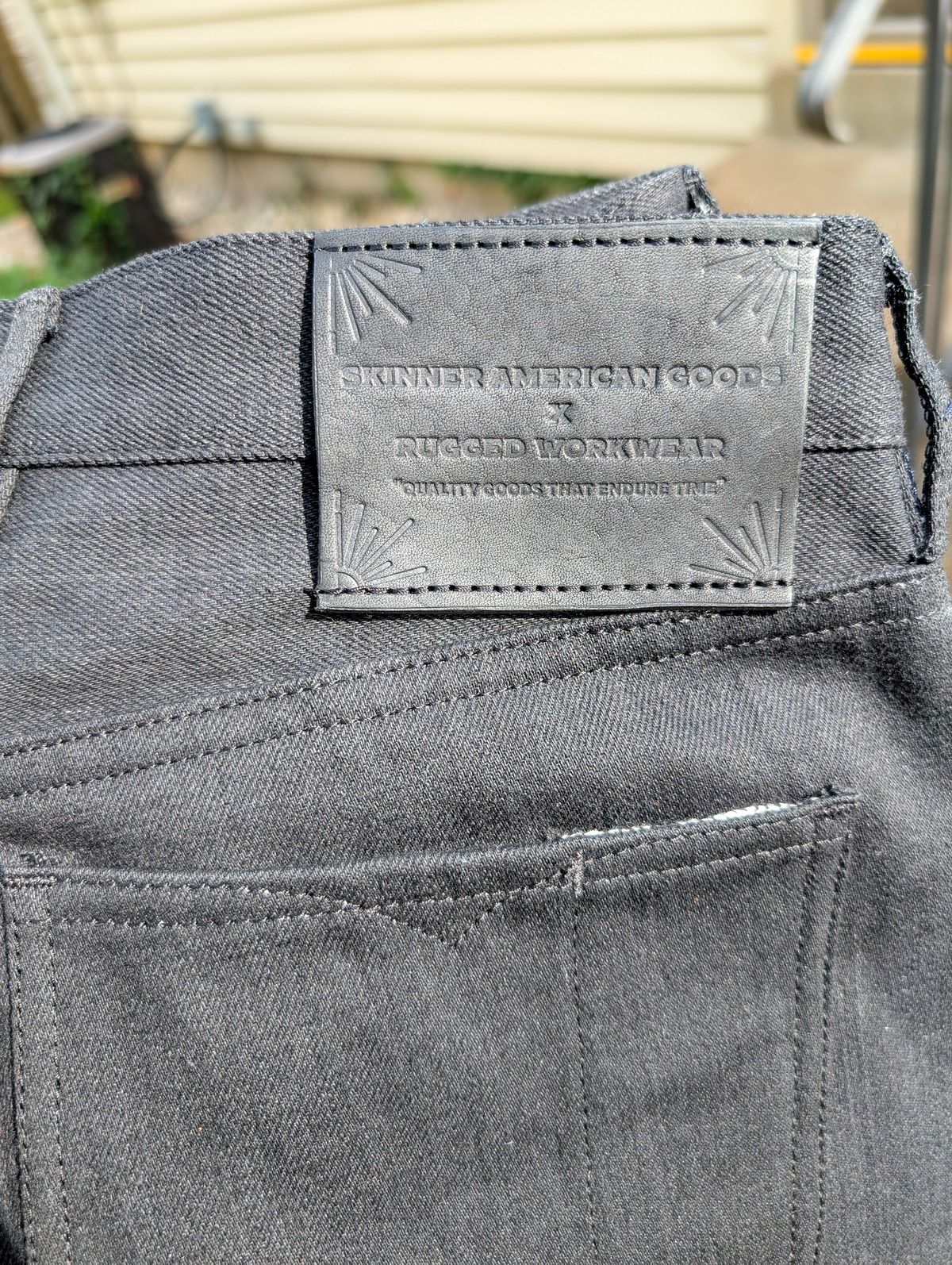 Photo by demo on September 9, 2025 of the Heritage Quality Goods Work Pants in Black Japanese Selvedge.