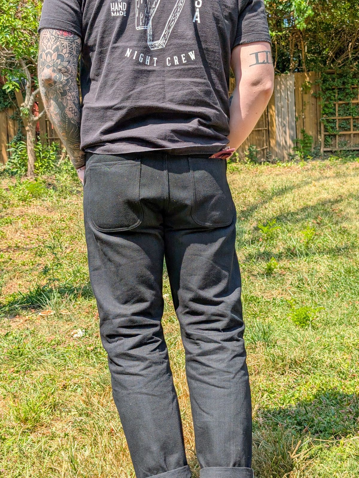 Photo by demo on September 10, 2025 of the Heritage Quality Goods Work Pants in Black Japanese Selvedge.