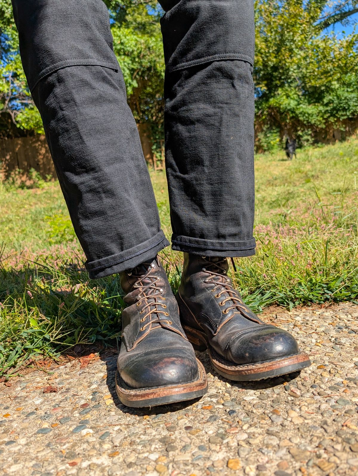 Photo by demo on September 26, 2025 of the Heritage Quality Goods Work Pants in Black Japanese Selvedge.