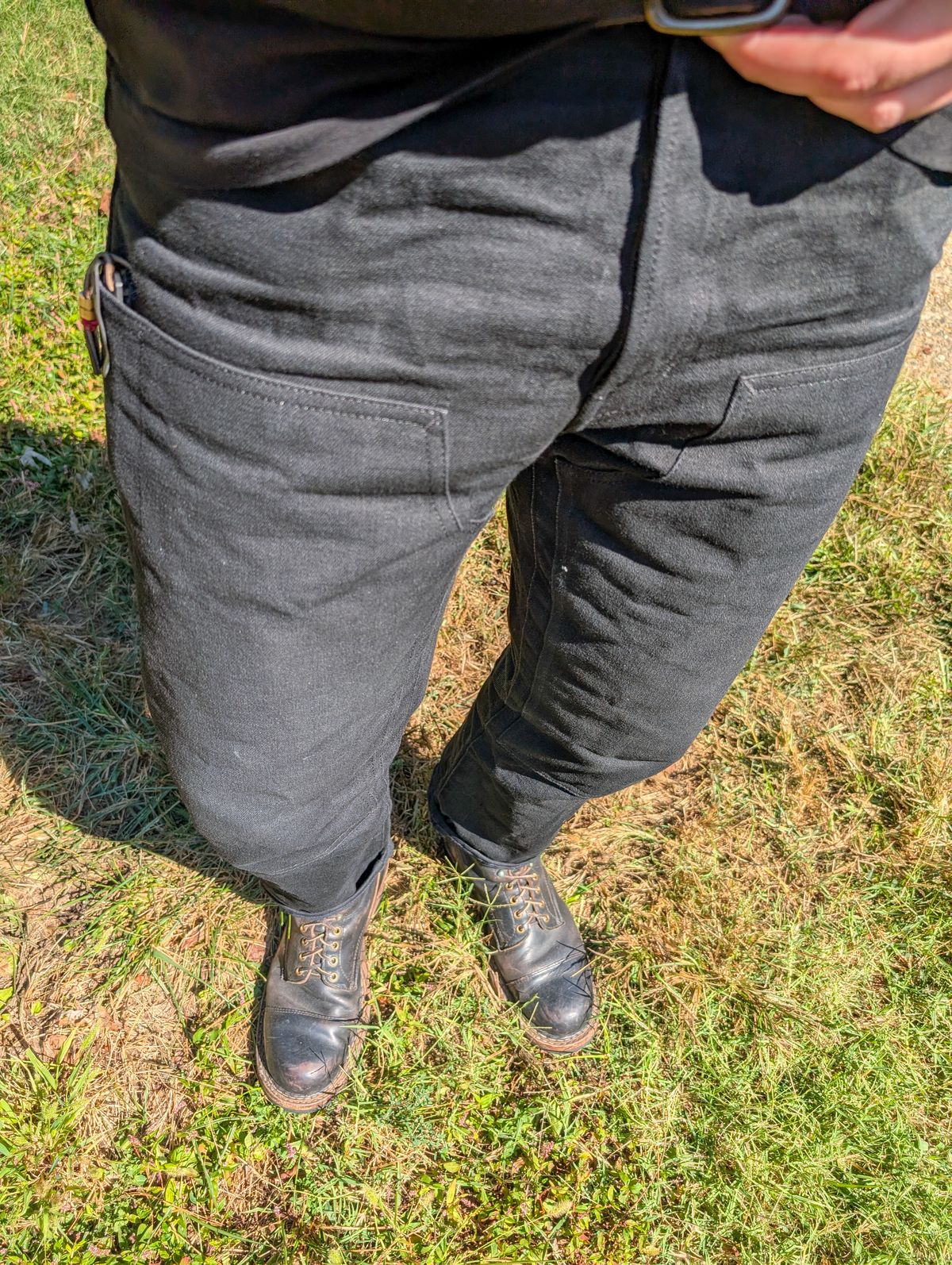 Photo by demo on September 26, 2025 of the Heritage Quality Goods Work Pants in Black Japanese Selvedge.