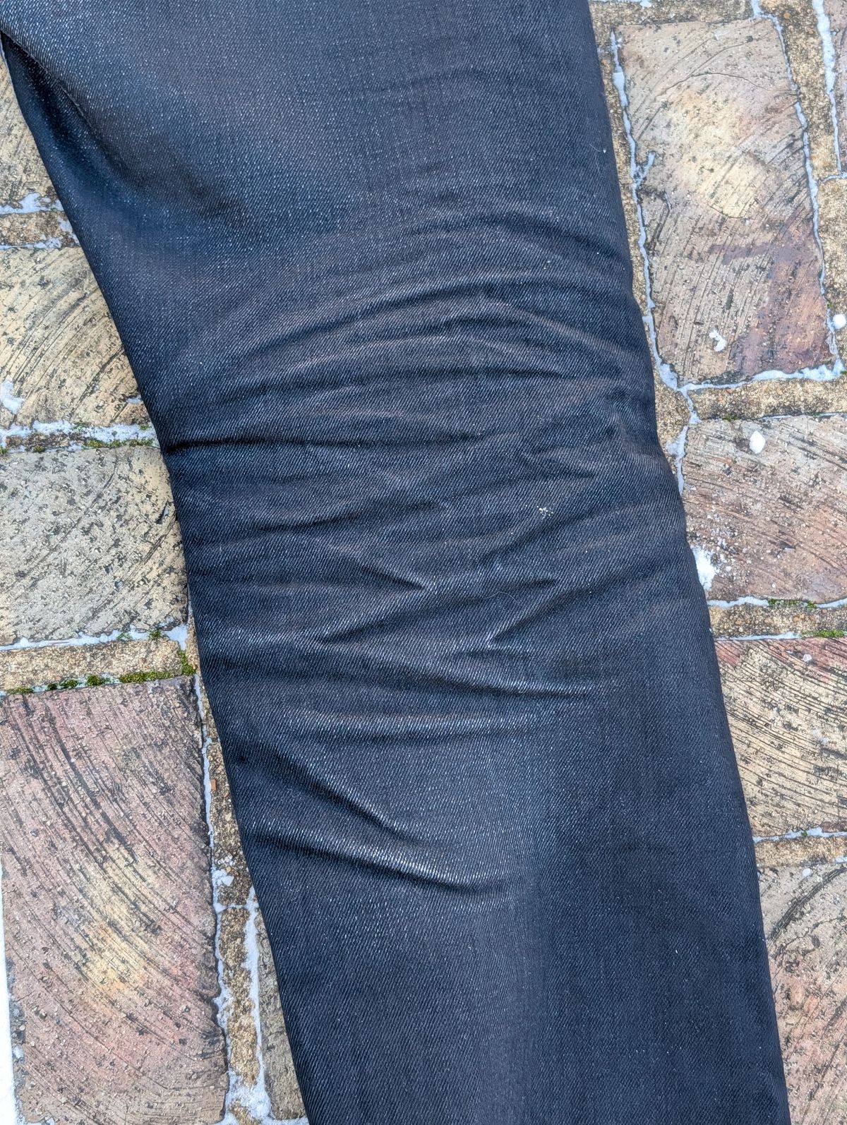 Photo by demo on January 27, 2026 of the Heritage Quality Goods Work Pants in Black Japanese Selvedge.
