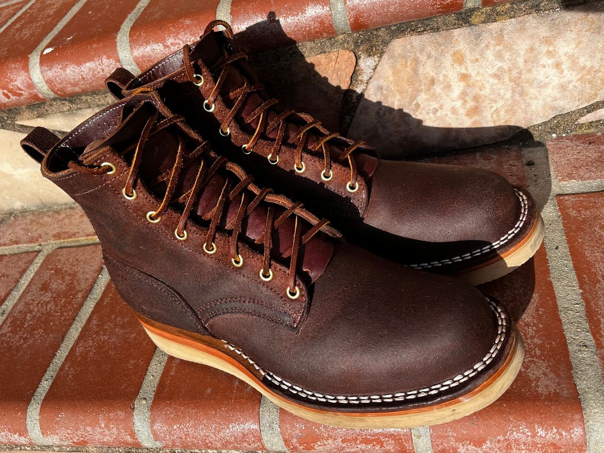 Photo by marboleda on March 5, 2024 of the Frank's Boots Rainier in Seidel Chocolate Oil Tan Roughout.