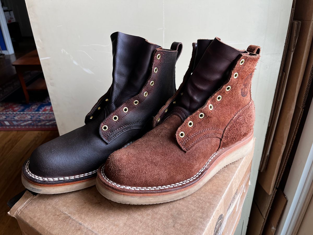 Photo by marboleda on March 3, 2024 of the Frank's Boots Rainier in Seidel Chocolate Oil Tan Roughout.