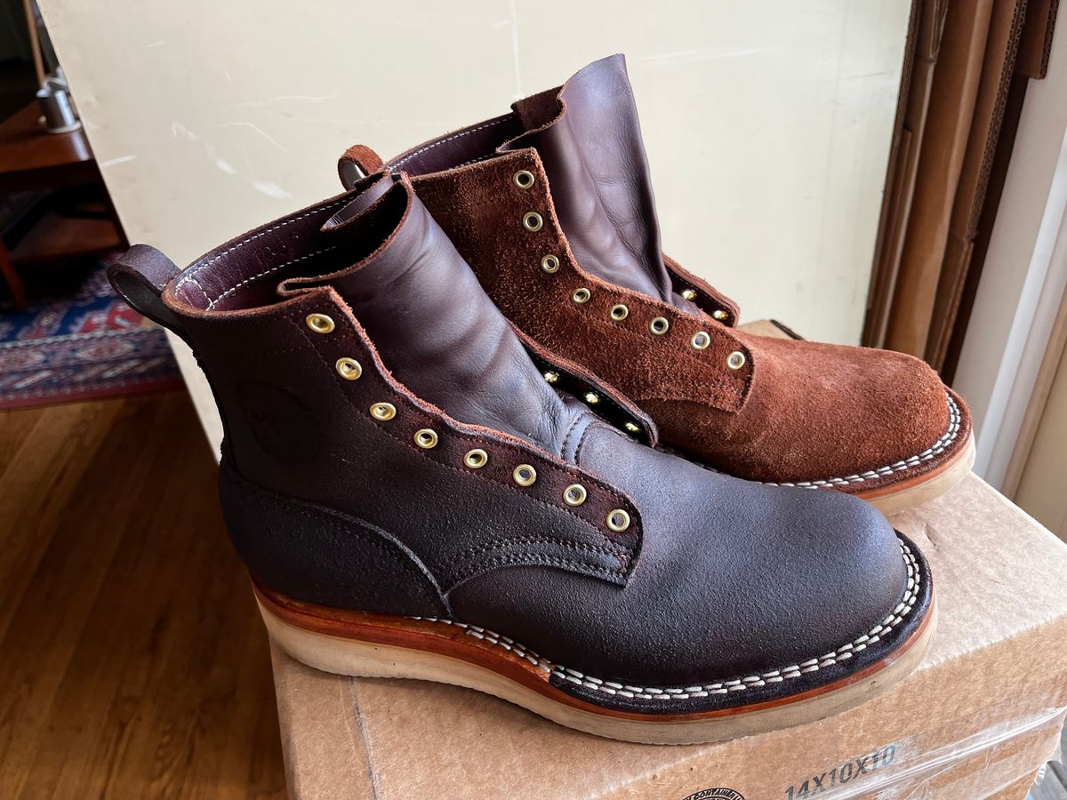 Photo by marboleda on March 3, 2024 of the Frank's Boots Rainier in Seidel Chocolate Oil Tan Roughout.