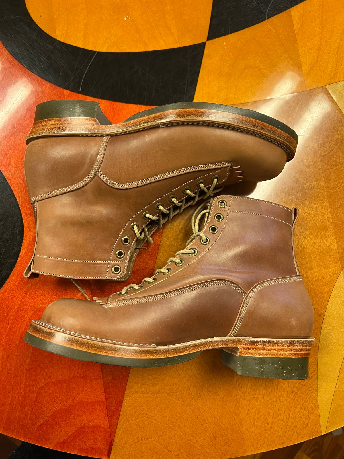 Photo by Shoepac on November 4, 2022 of the Onderhoud LVL01 Derby Boot in Horween Unglazed Natural Shell Cordovan.