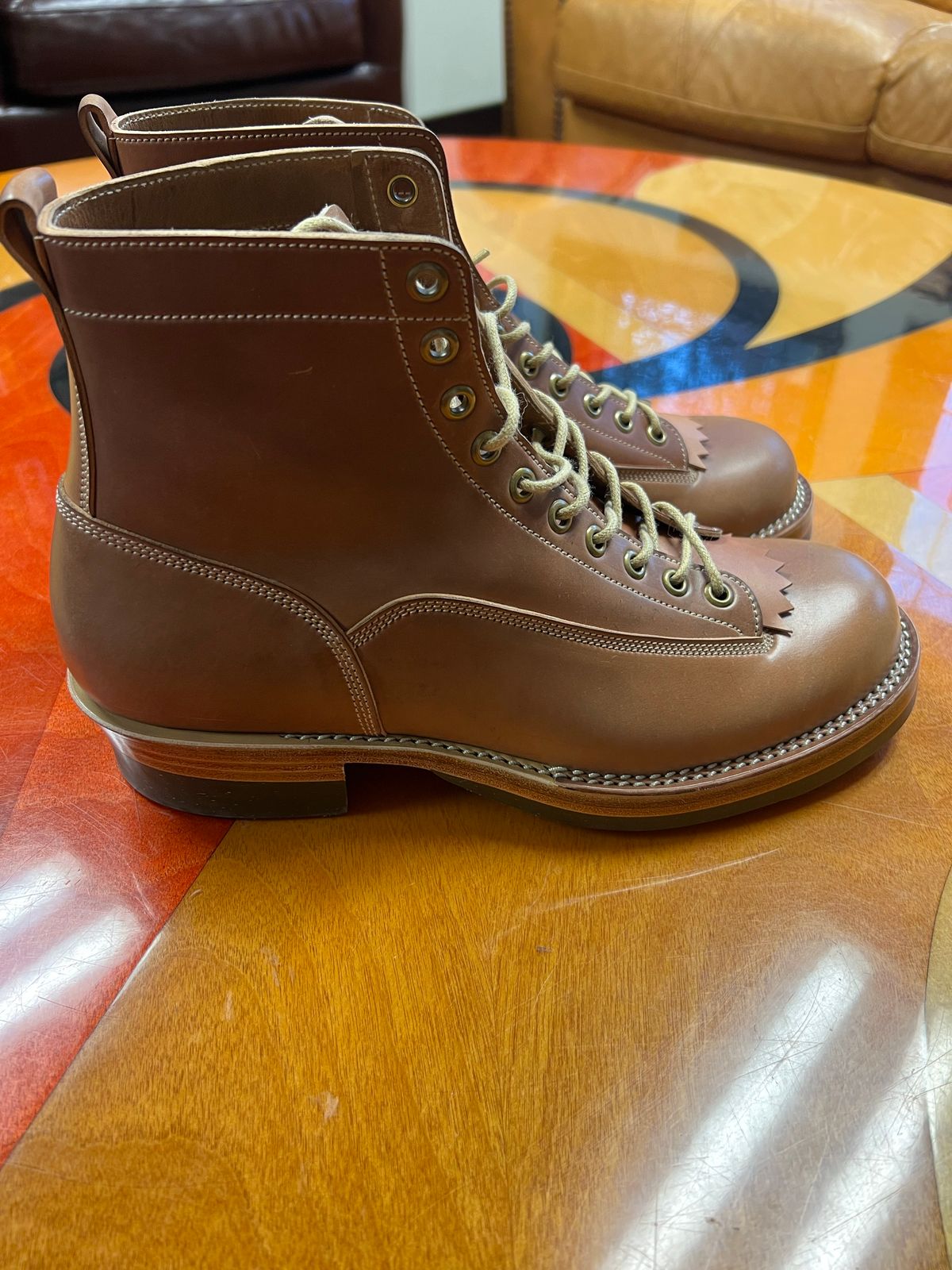 Photo by Shoepac on November 4, 2022 of the Onderhoud LVL01 Derby Boot in Horween Unglazed Natural Shell Cordovan.