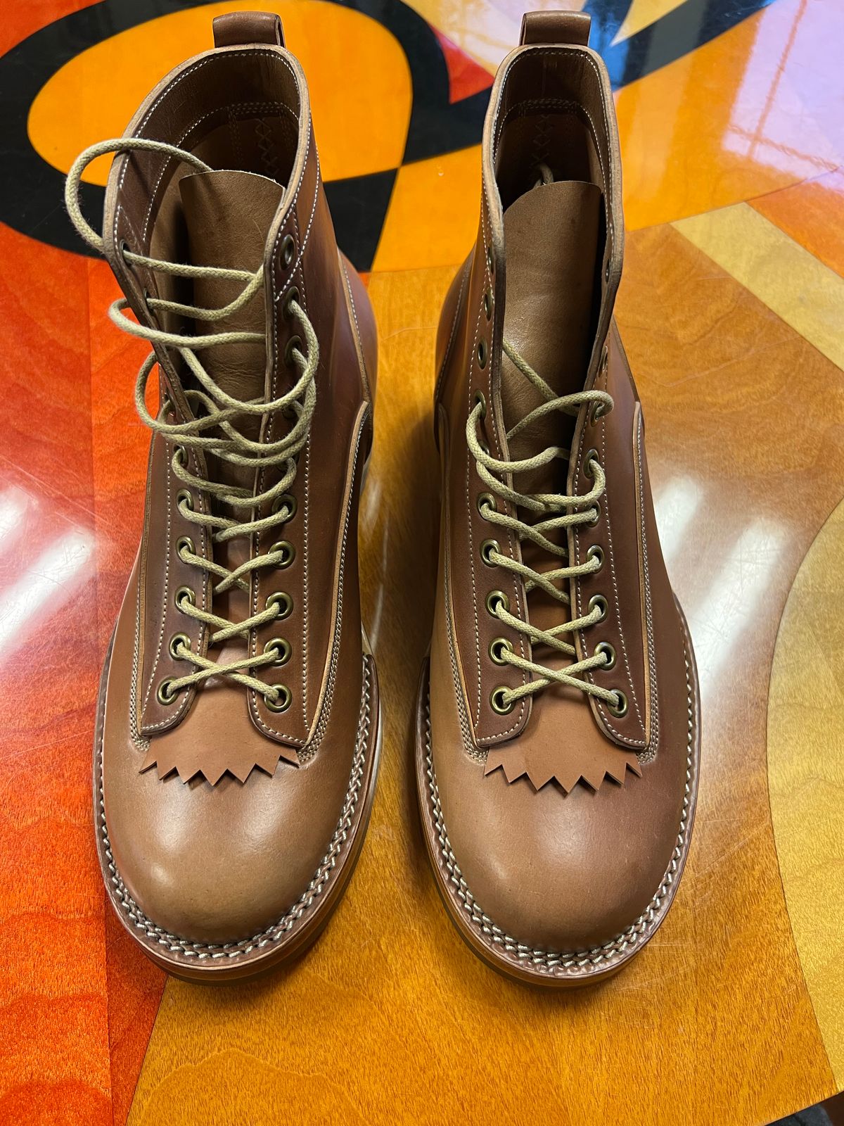 Photo by Shoepac on November 4, 2022 of the Onderhoud LVL01 Derby Boot in Horween Unglazed Natural Shell Cordovan.