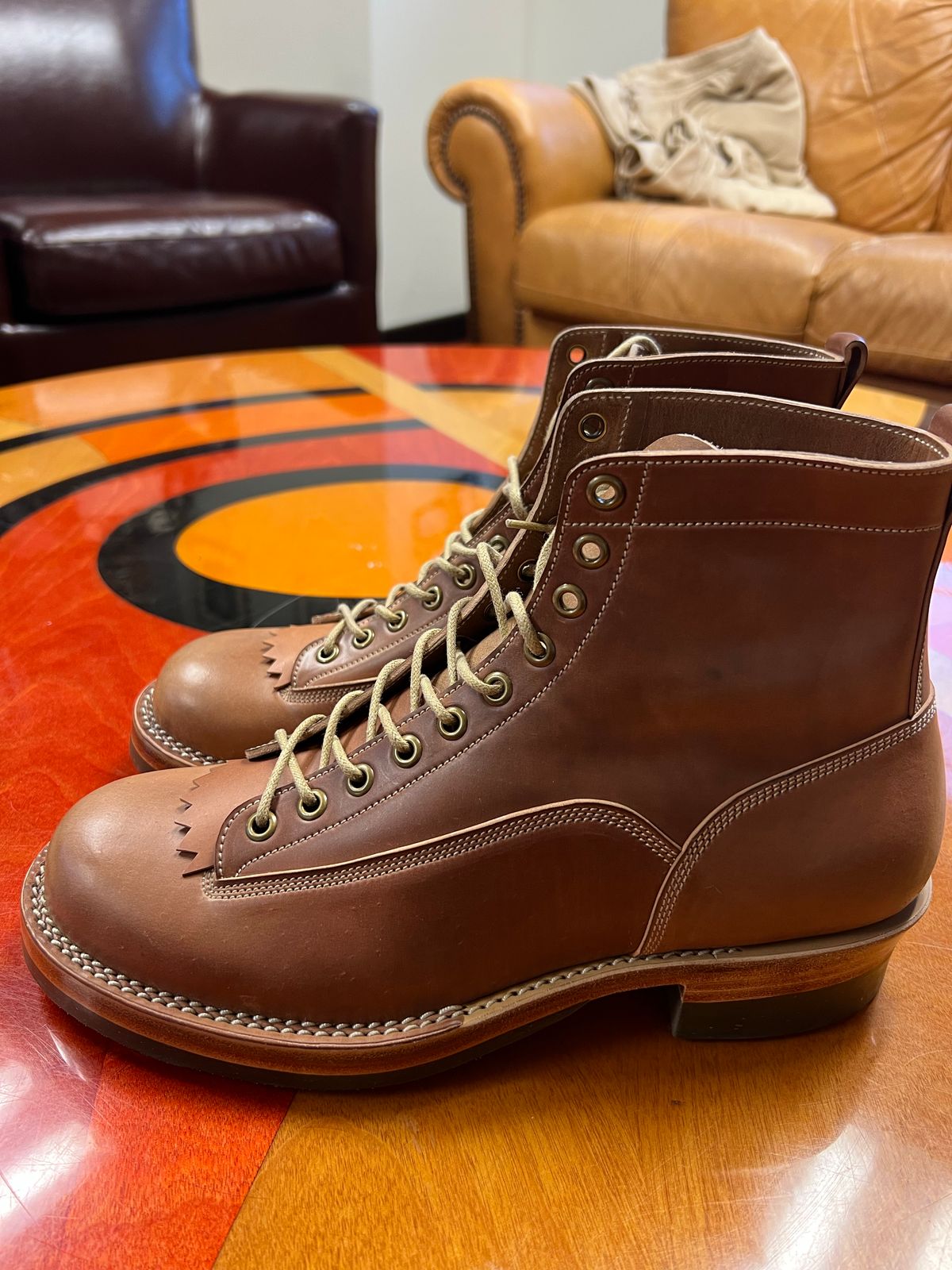 Photo by Shoepac on November 4, 2022 of the Onderhoud LVL01 Derby Boot in Horween Unglazed Natural Shell Cordovan.