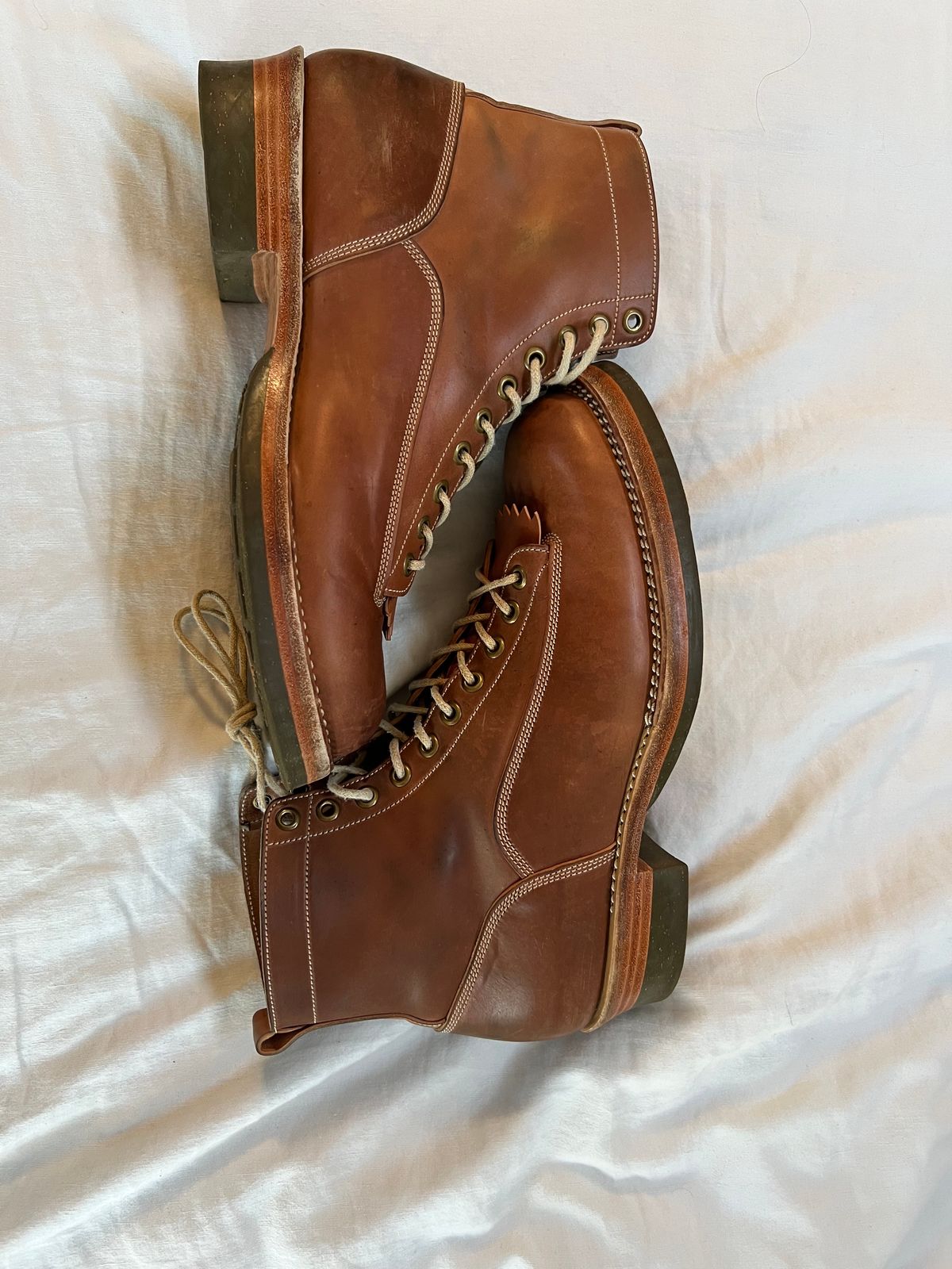 Photo by Shoepac on December 5, 2022 of the Onderhoud LVL01 Derby Boot in Horween Unglazed Natural Shell Cordovan.