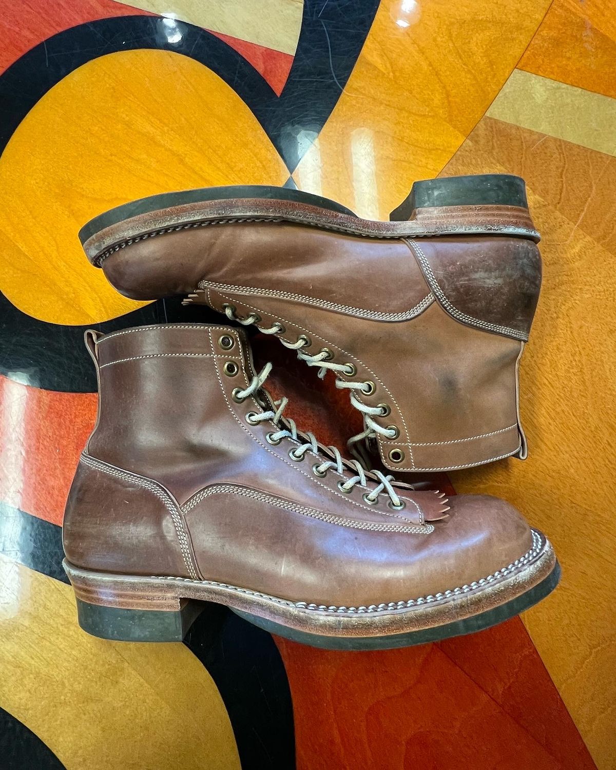 Photo by Shoepac on December 5, 2022 of the Onderhoud LVL01 Derby Boot in Horween Unglazed Natural Shell Cordovan.