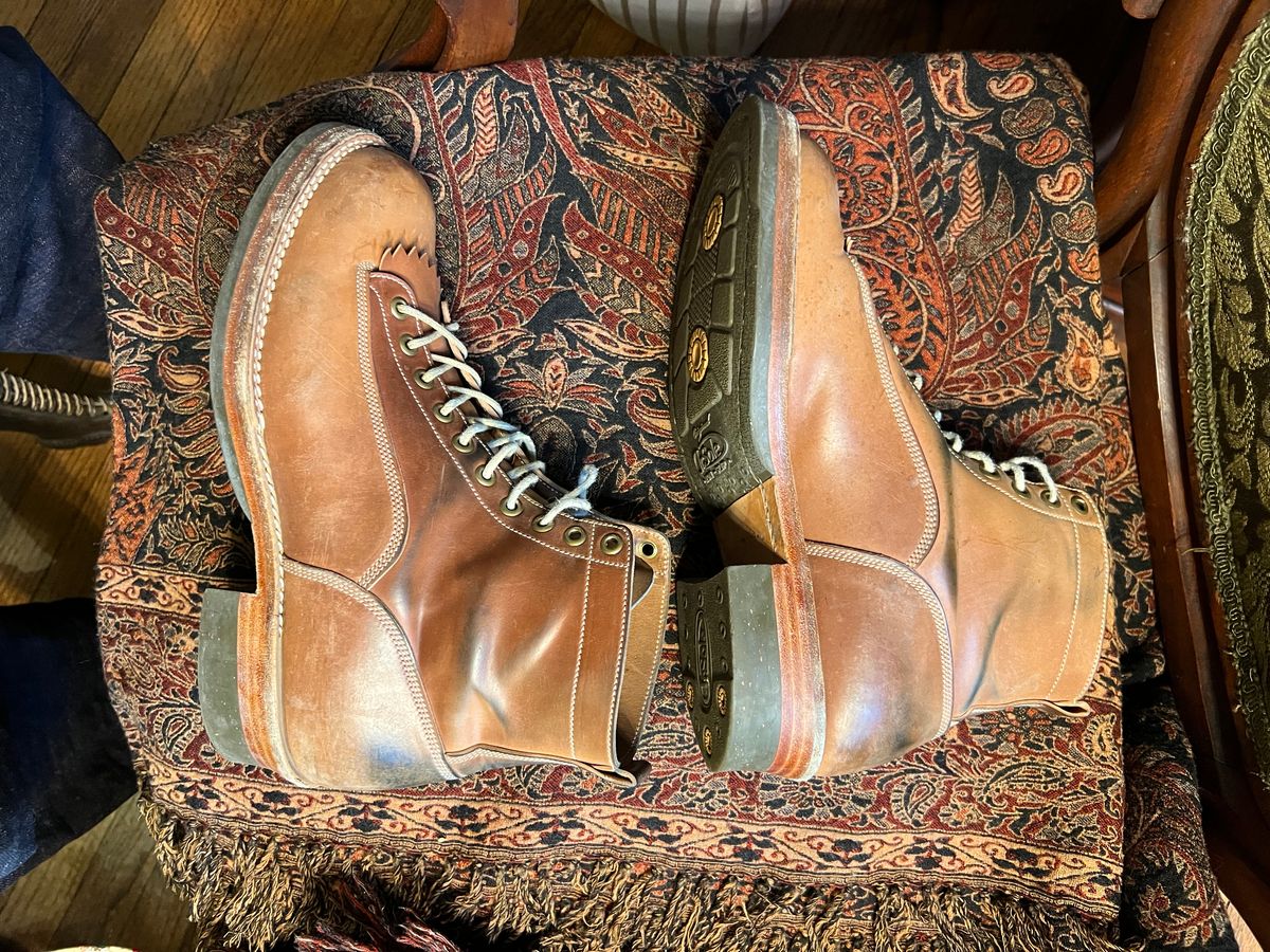 Photo by Shoepac on January 5, 2023 of the Onderhoud LVL01 Derby Boot in Horween Unglazed Natural Shell Cordovan.