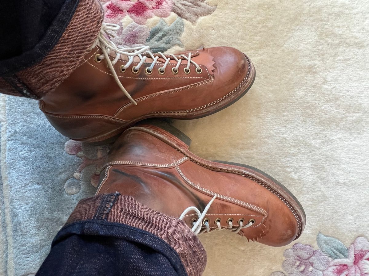 Photo by Shoepac on February 1, 2023 of the Onderhoud LVL01 Derby Boot in Horween Unglazed Natural Shell Cordovan.